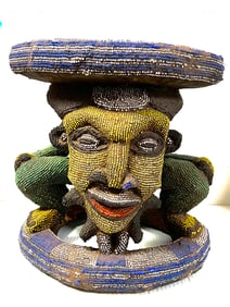 Large Bamileke Beaded Round Stool