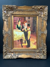 Judaica Oil Painting With Gold Gilt Wood Frame