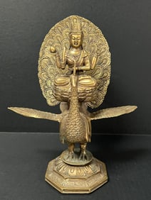 Chinese Gold Gilt Bronze Quan Yin Statue