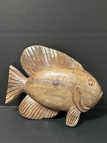 Carved Wood Fish Sculpture