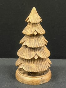 Carved Wood Christmas Tree Sculpture