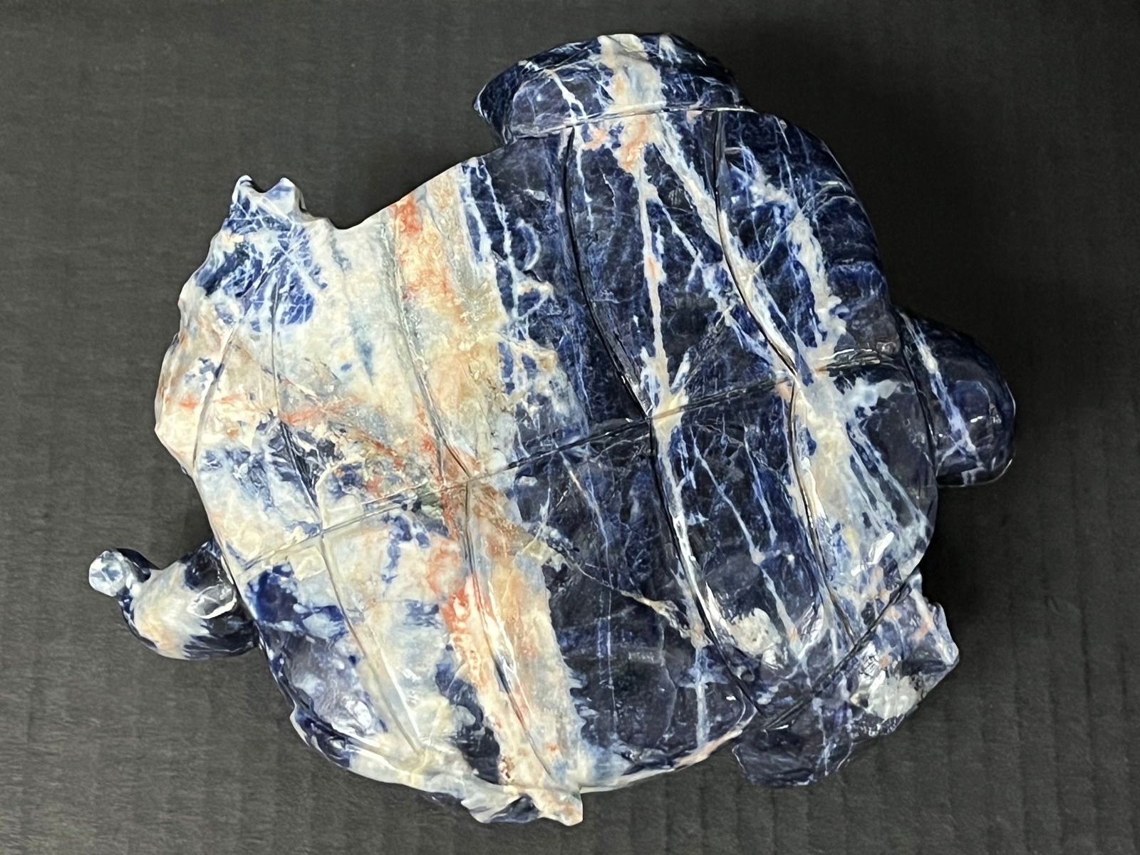 Carved Solid Blue Stone Turtle Sculpture - 10