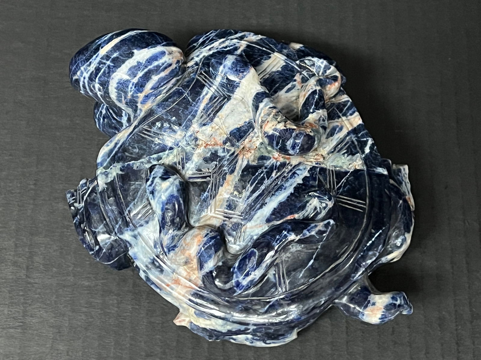 Carved Solid Blue Stone Turtle Sculpture - 3