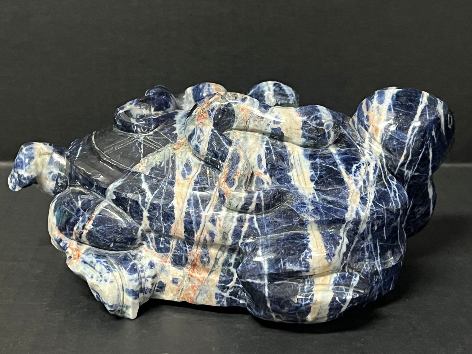 Carved Solid Blue Stone Turtle Sculpture - 6