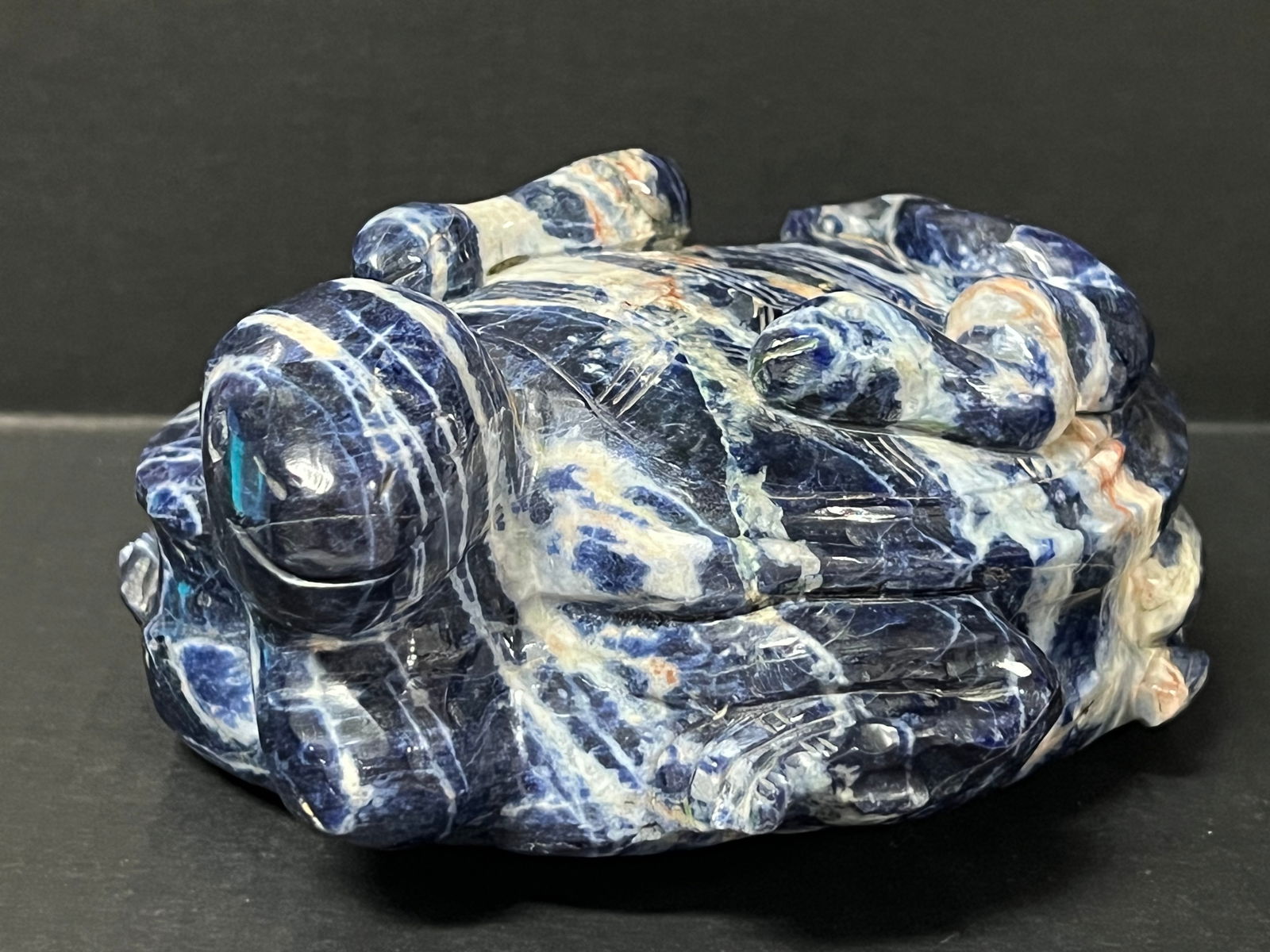 Carved Solid Blue Stone Turtle Sculpture - 9