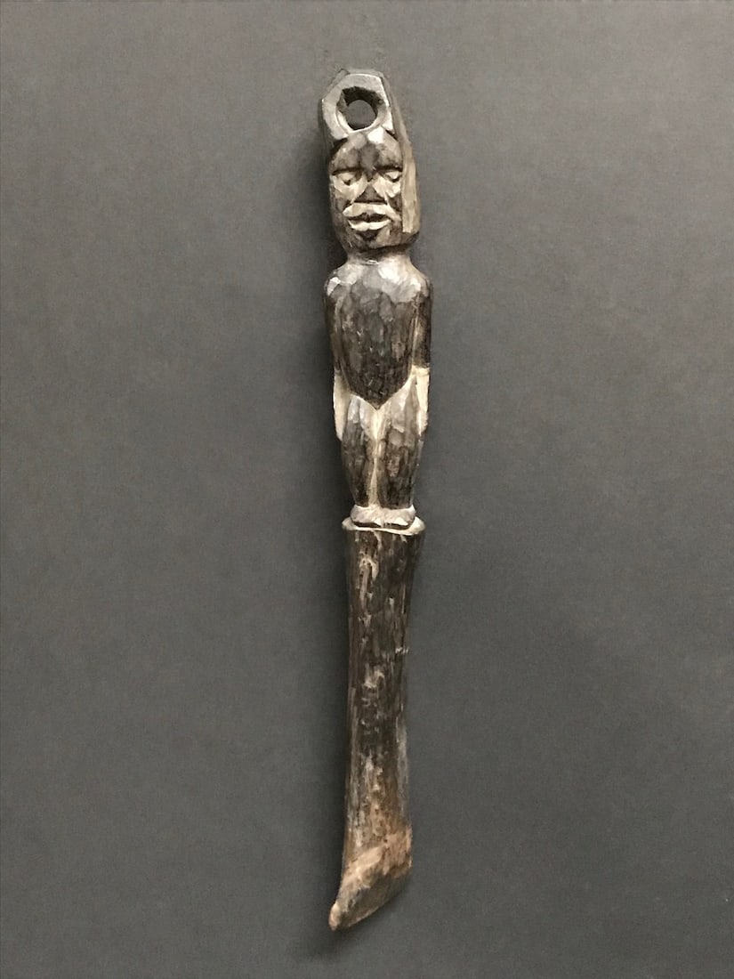Philippine Tribal Art Ifugao Herbal Medicine Stirrer: Philippine Tribal Art Carved Wooden Herbal Medicine Stirrer. The dimension is 9 inches high x 1 inches wide. Please be aware that some of the items are vintage, secondhand, old ages, antiques and may