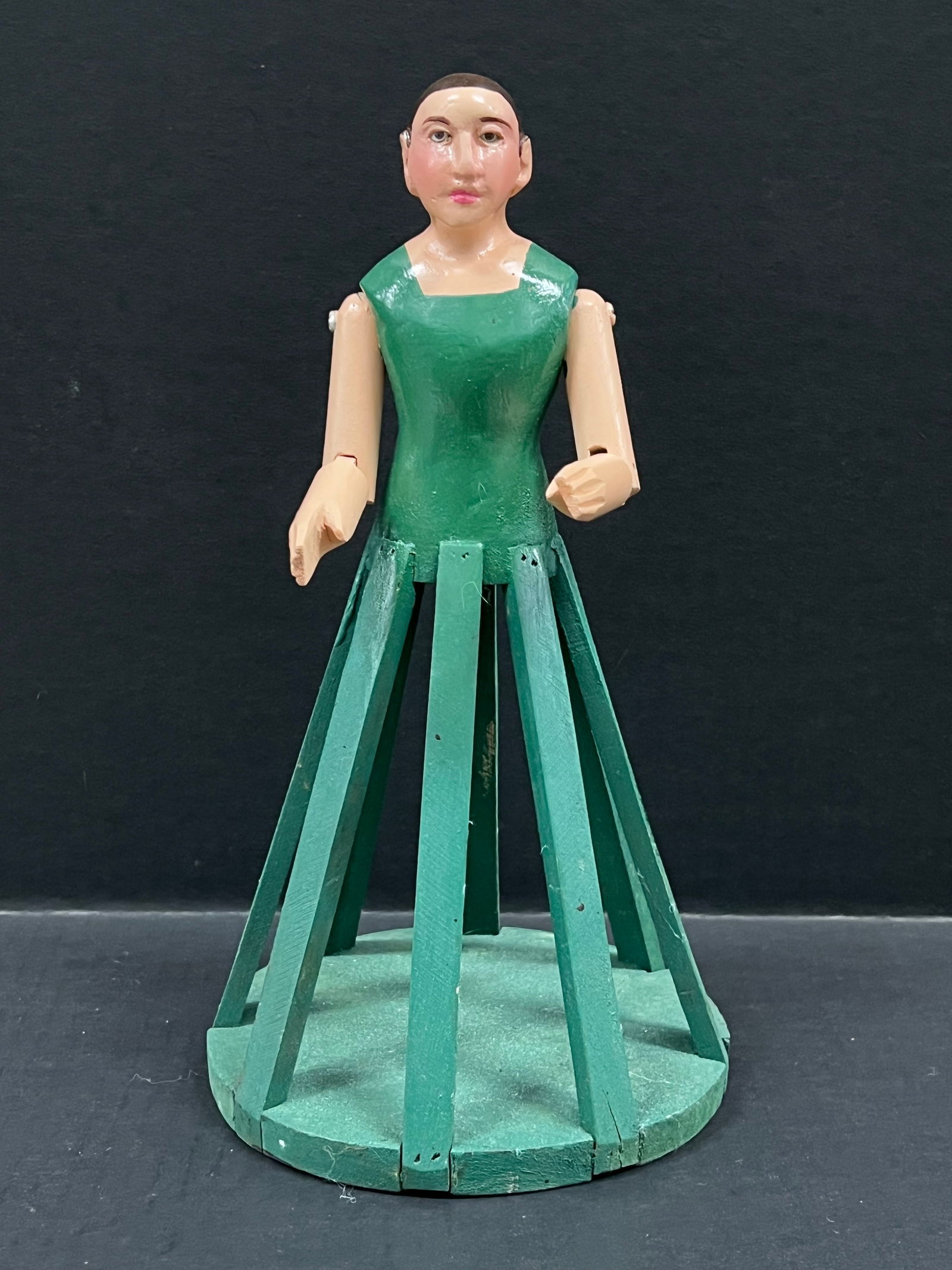 Carved Wood Mannequin: Religious Art Carved Wood Mannequin. The dimension is 12 inches high x 6.5 inches wide. Please be aware that some of the items are vintage, secondhand, old ages, antiques and may have a defects or sig