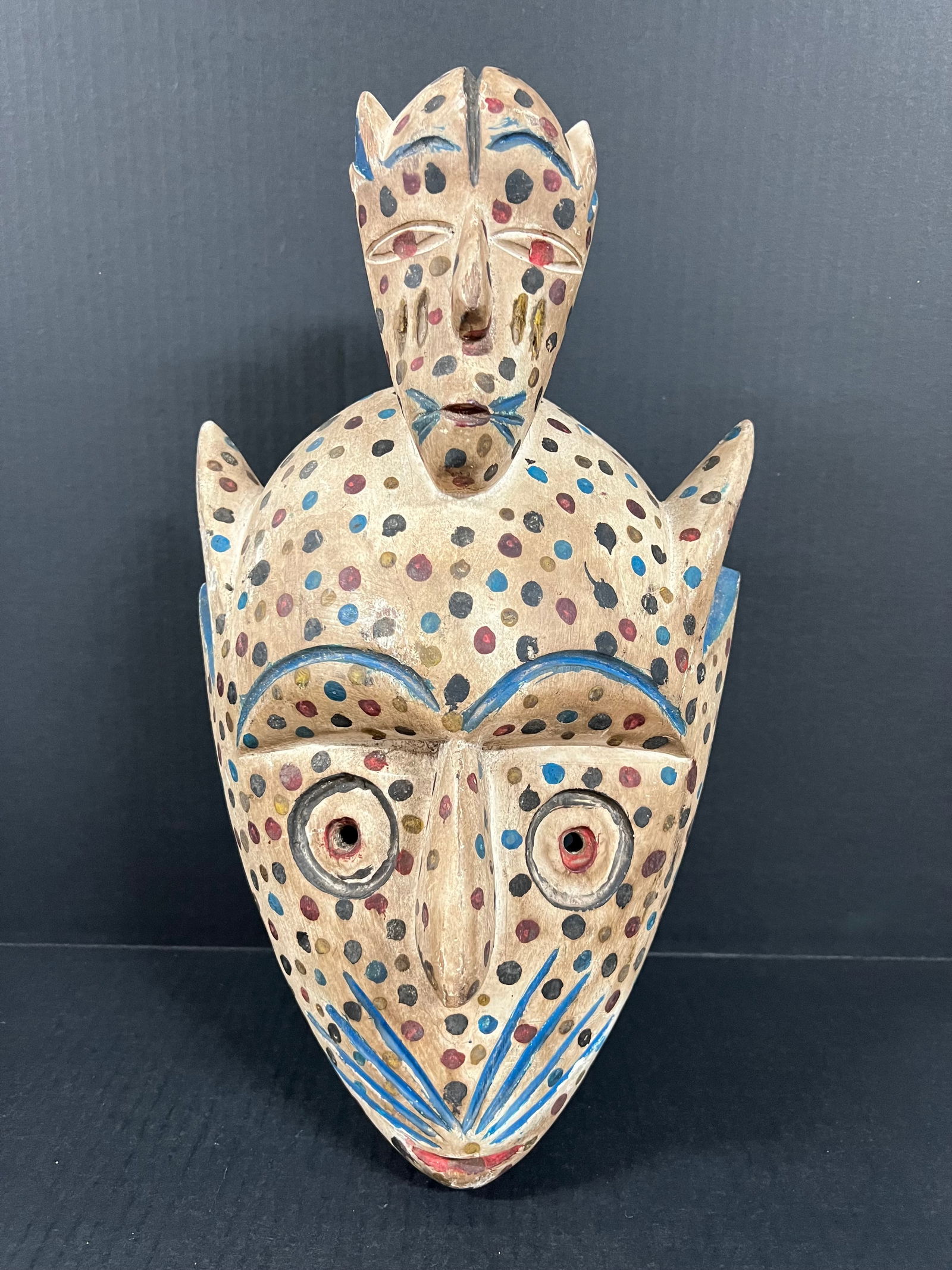 Carved Wood Leopard Bozo Mask (1 of 7)