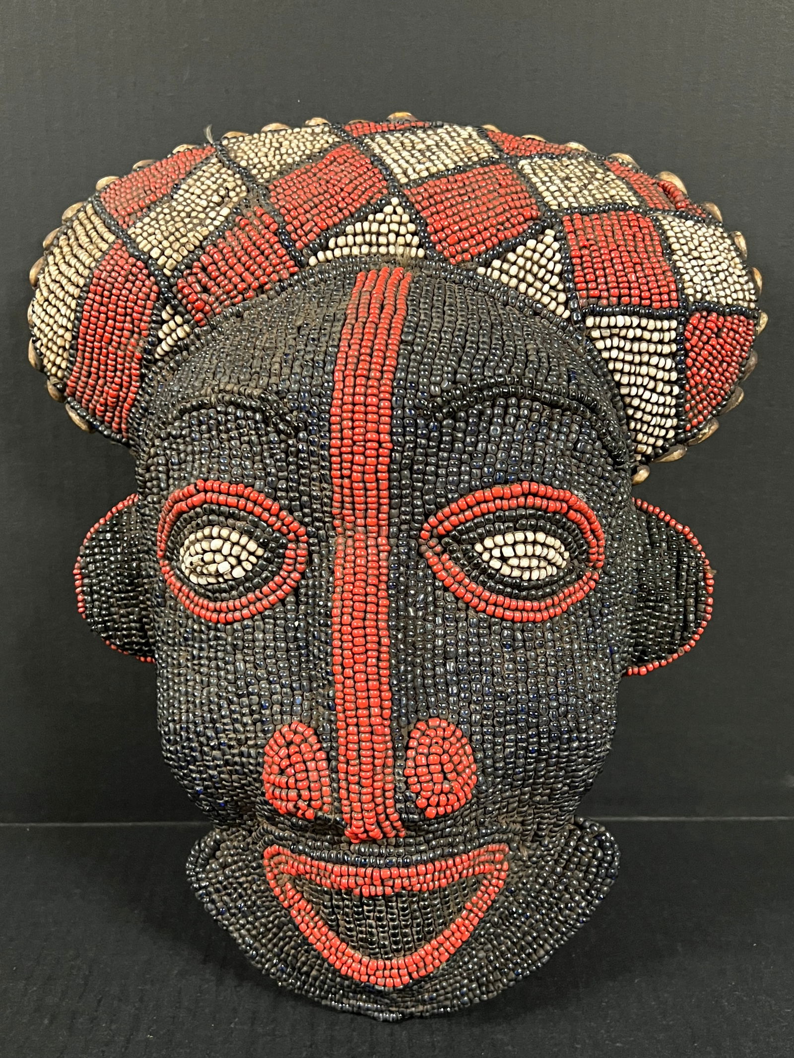 Carved Wood Bamileke Beaded Mask (1 of 8)