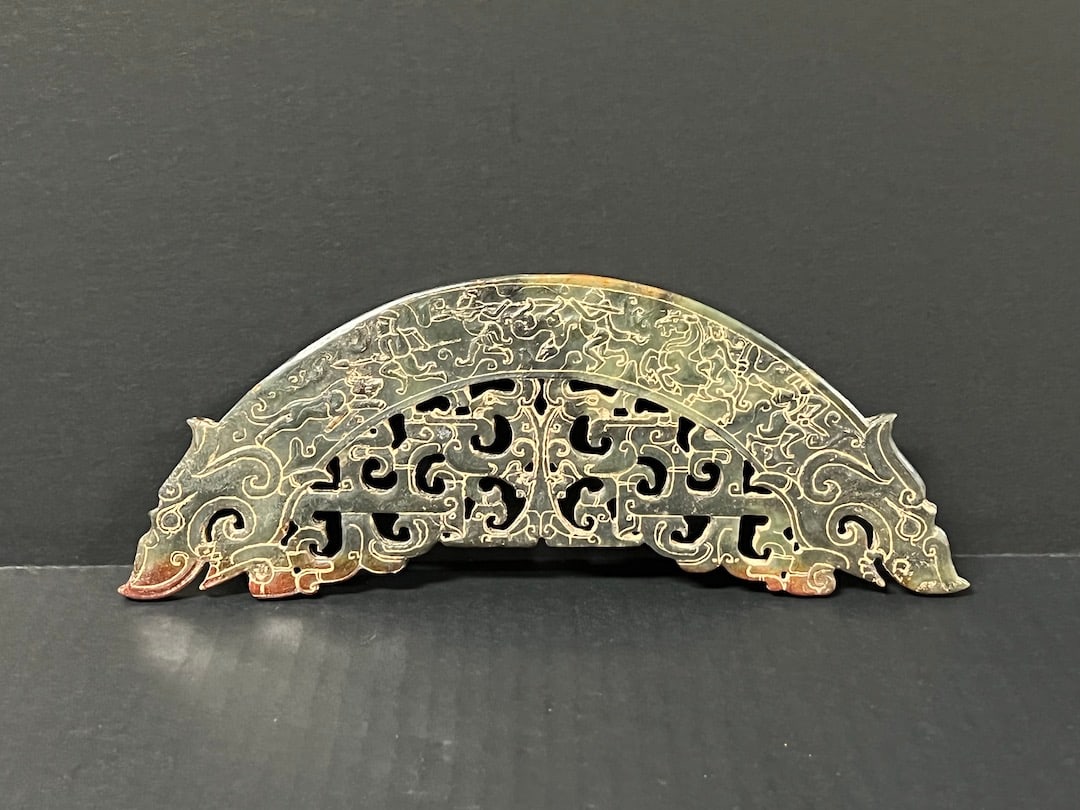 Carved Hetian Jade Plaque Dragon Sculpture (1 of 8)