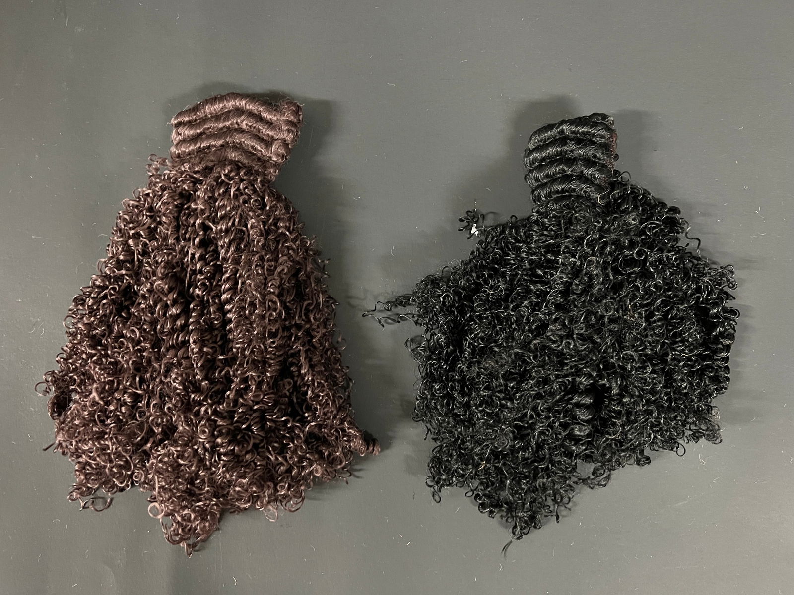 Artificial Hair of Saints 2 pieces: Religious Art Artificial Hair of Saints. The dimension is 10 inches long and 9 inches long. Please be aware that some of the items are vintage, secondhand, old ages, antiques and may have a defects