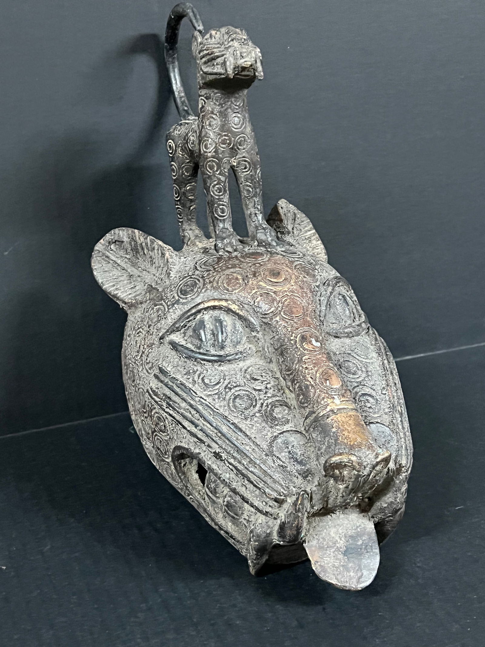 Benin Bronze Leopard Head - 3