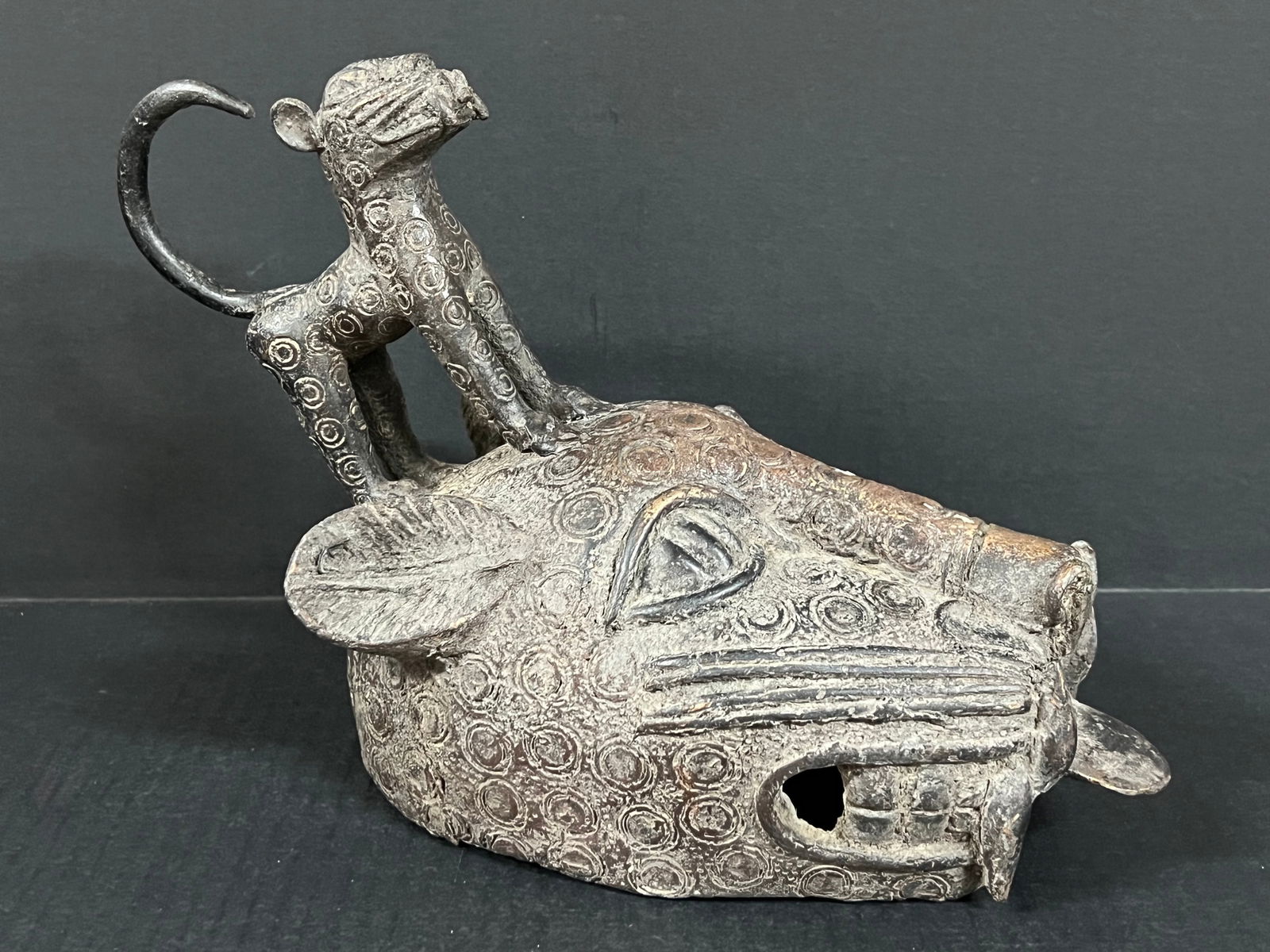 Benin Bronze Leopard Head - 6