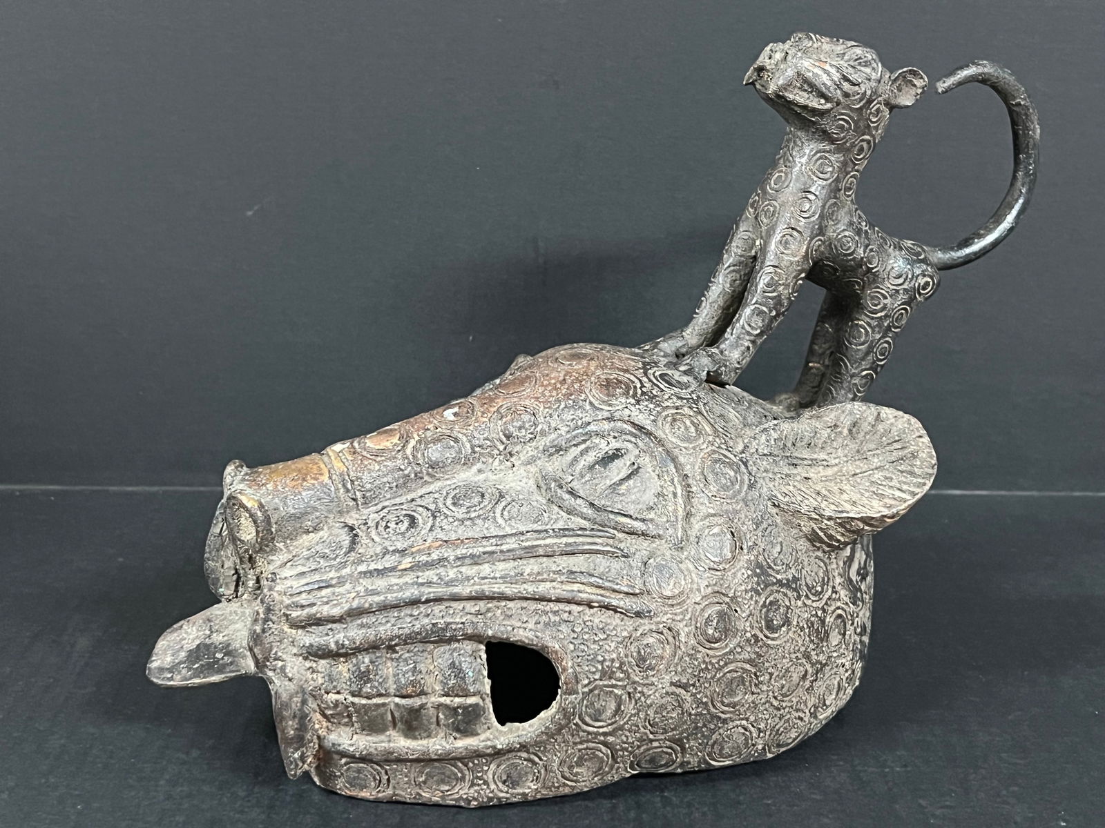 Benin Bronze Leopard Head - 8