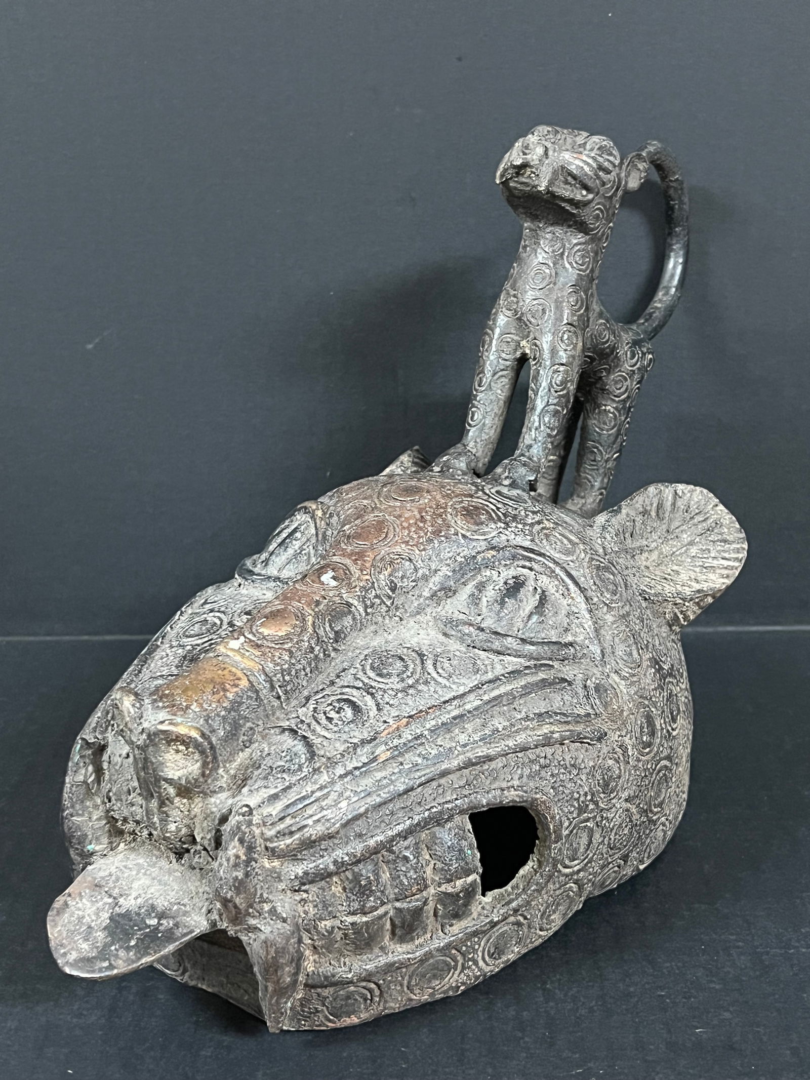 Benin Bronze Leopard Head - 9