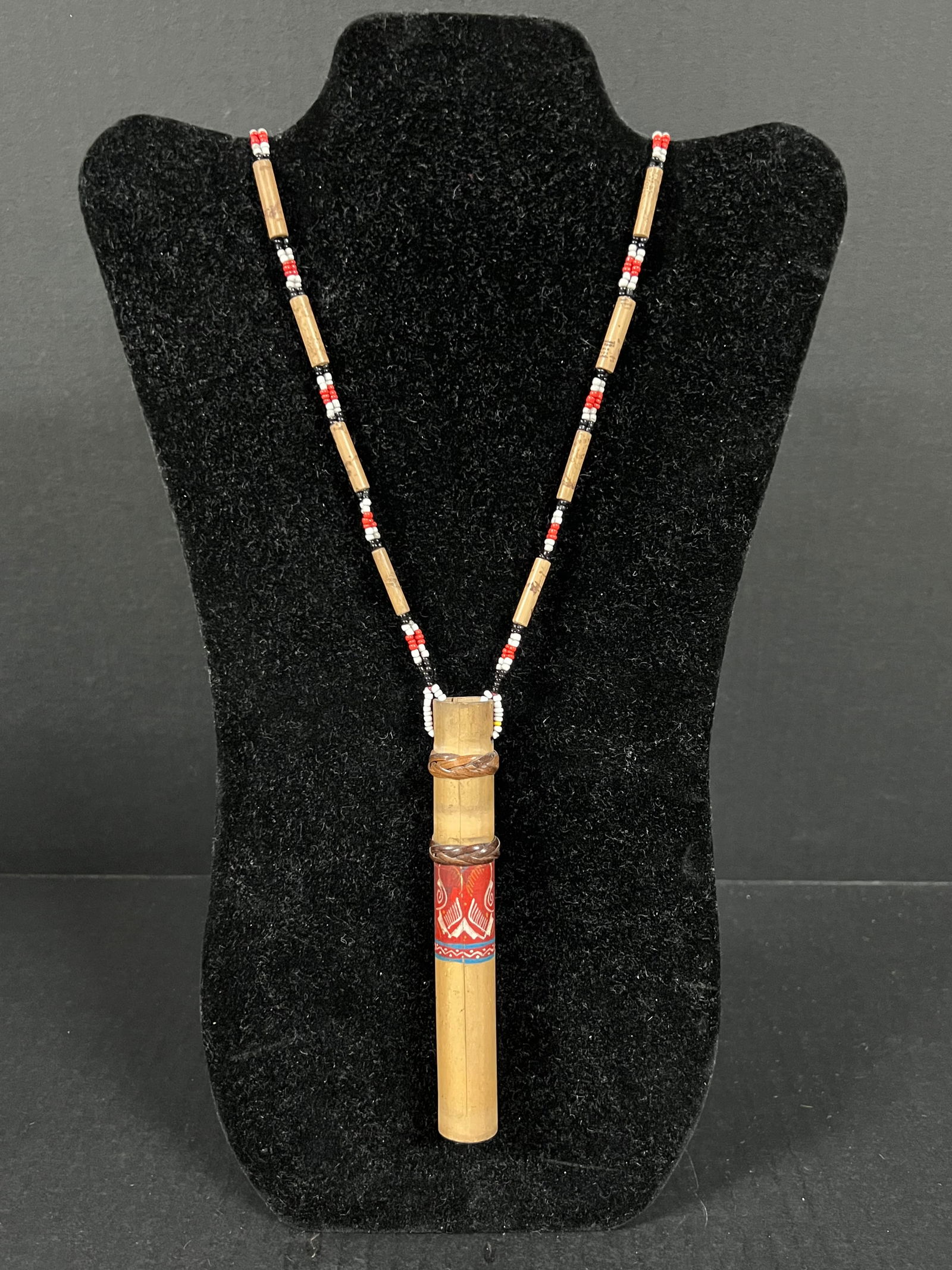 Philippine Tribal Art T'boli Ethnic Bamboo and Bells Necklace: Philippine Tribal Art T'boli Ethnic Bamboo and Bells Necklace. The dimension is 16 inches high, Please be aware that some of the items are vintage, secondhand, old ages, antiques and may have a