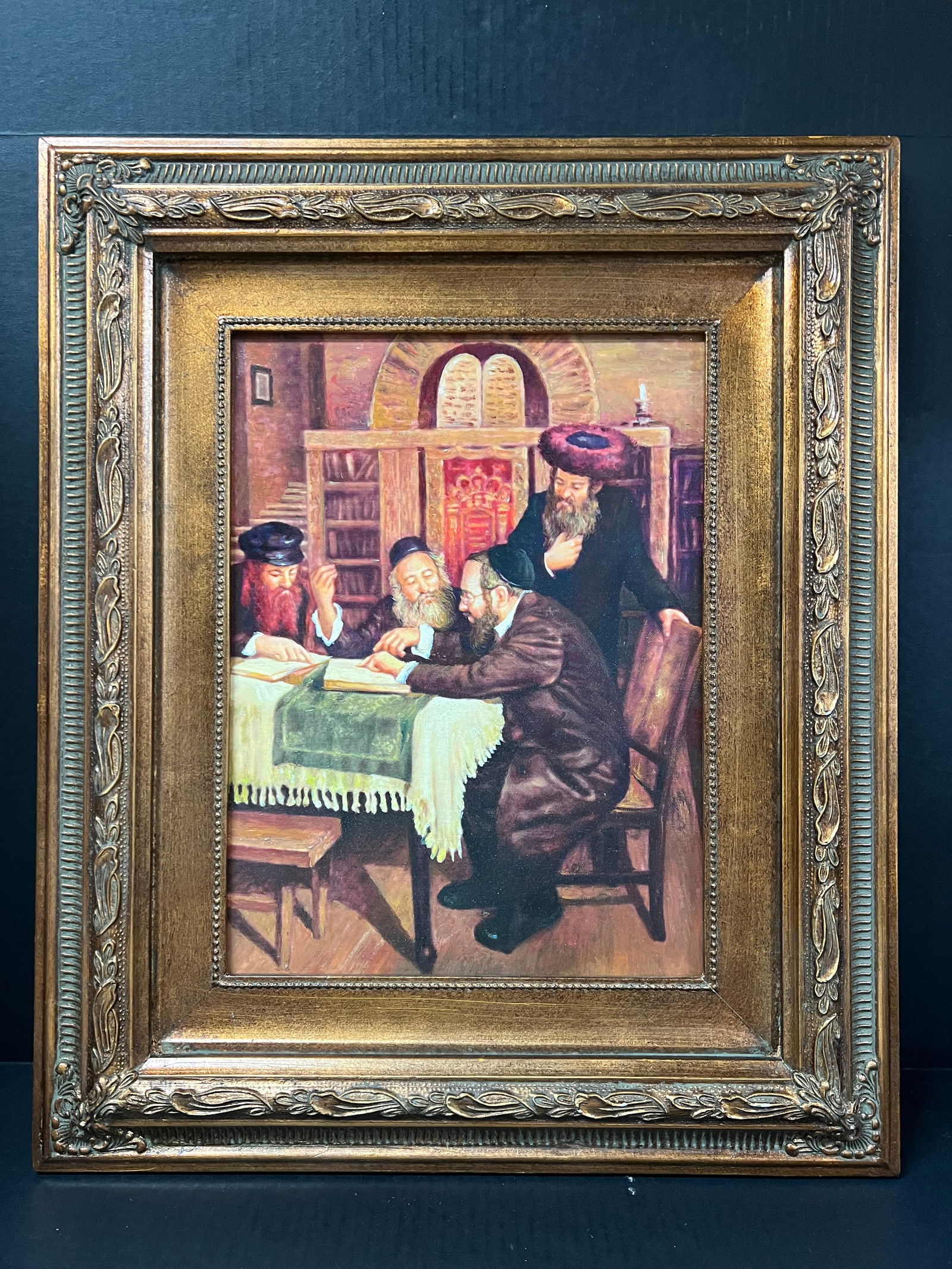 Judaica Art Oil Painting with Gold Gilt Frame (1 of 6)