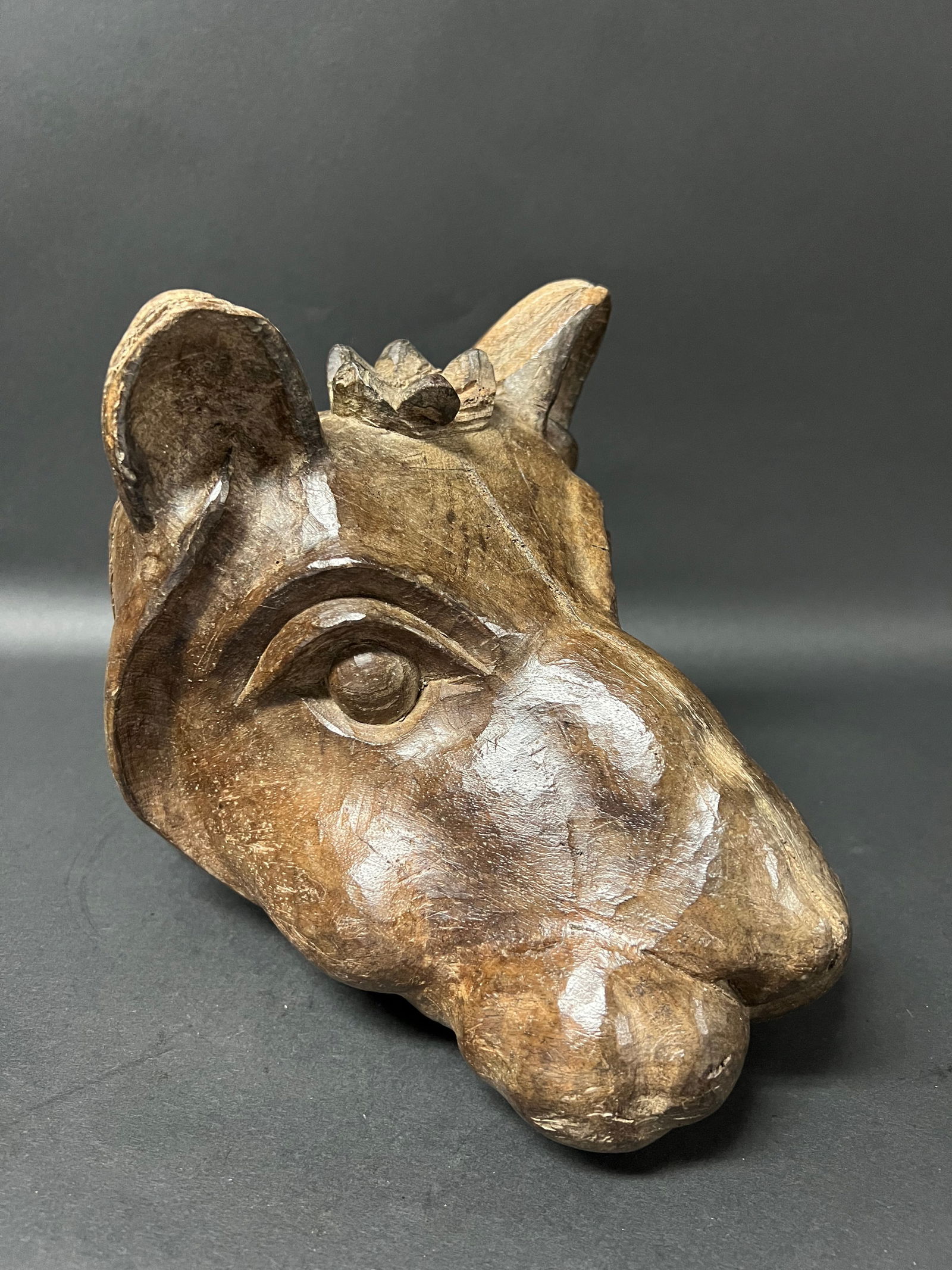 Carved Wood Hippopotamus Head Sculpture (1 of 6)