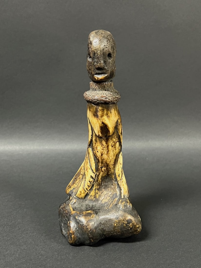 Philippine Tribal Art Carved Wood and Bone Bulul Lime Container (1 of 9)