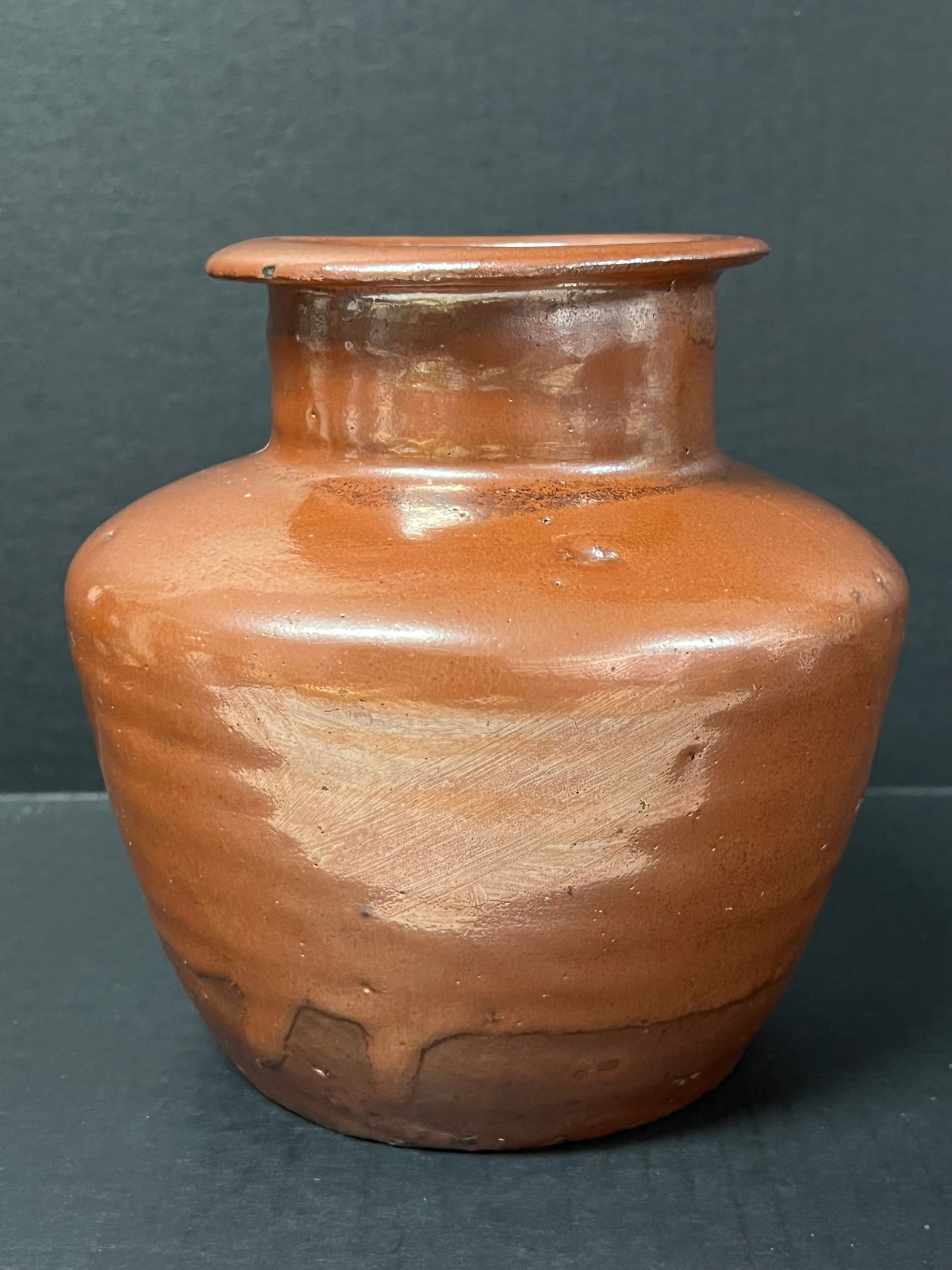 Chinese Yuan Dynasty Brown Mocca Glazed Pottery Jar (1 of 8)
