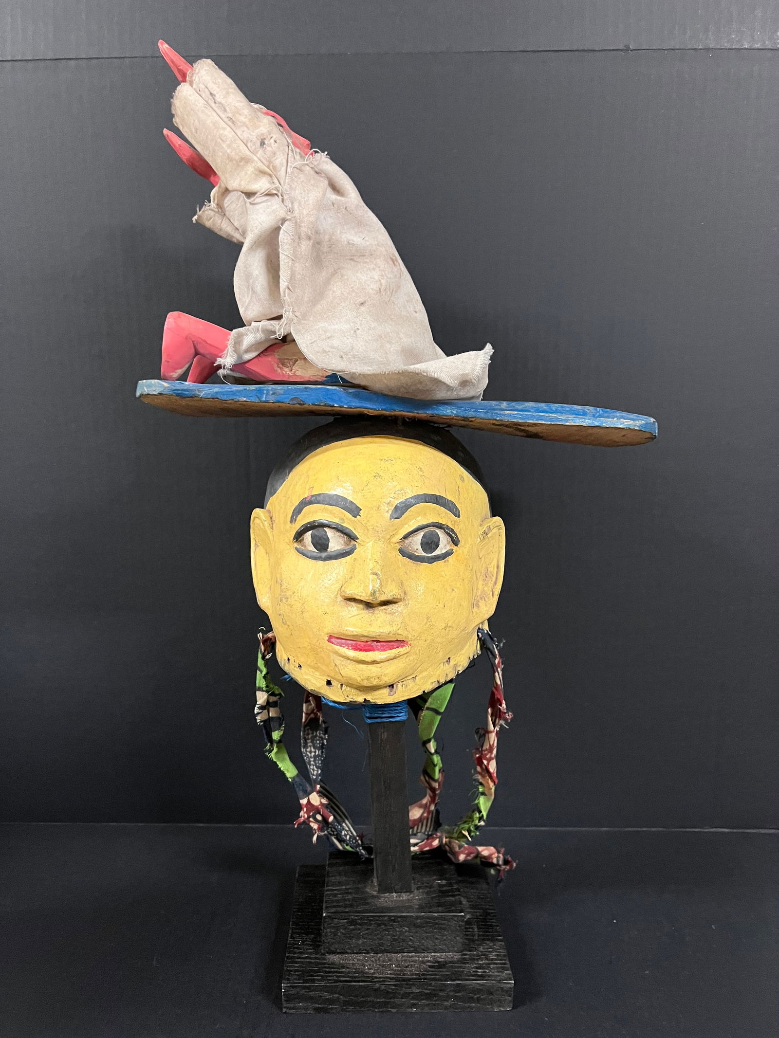 Yoruba Gelede Helmet Mask with display stand (1 of 10)