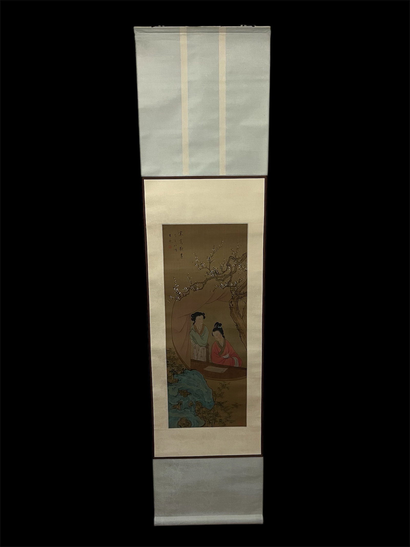 Chinese Art Scroll Painting: Chinese Art Scroll Painting. The dimension is 53 inches high x 13 inches wide. Please be aware that some of the items are vintage, secondhand, old ages, antiques and may have a defects or sign of ages