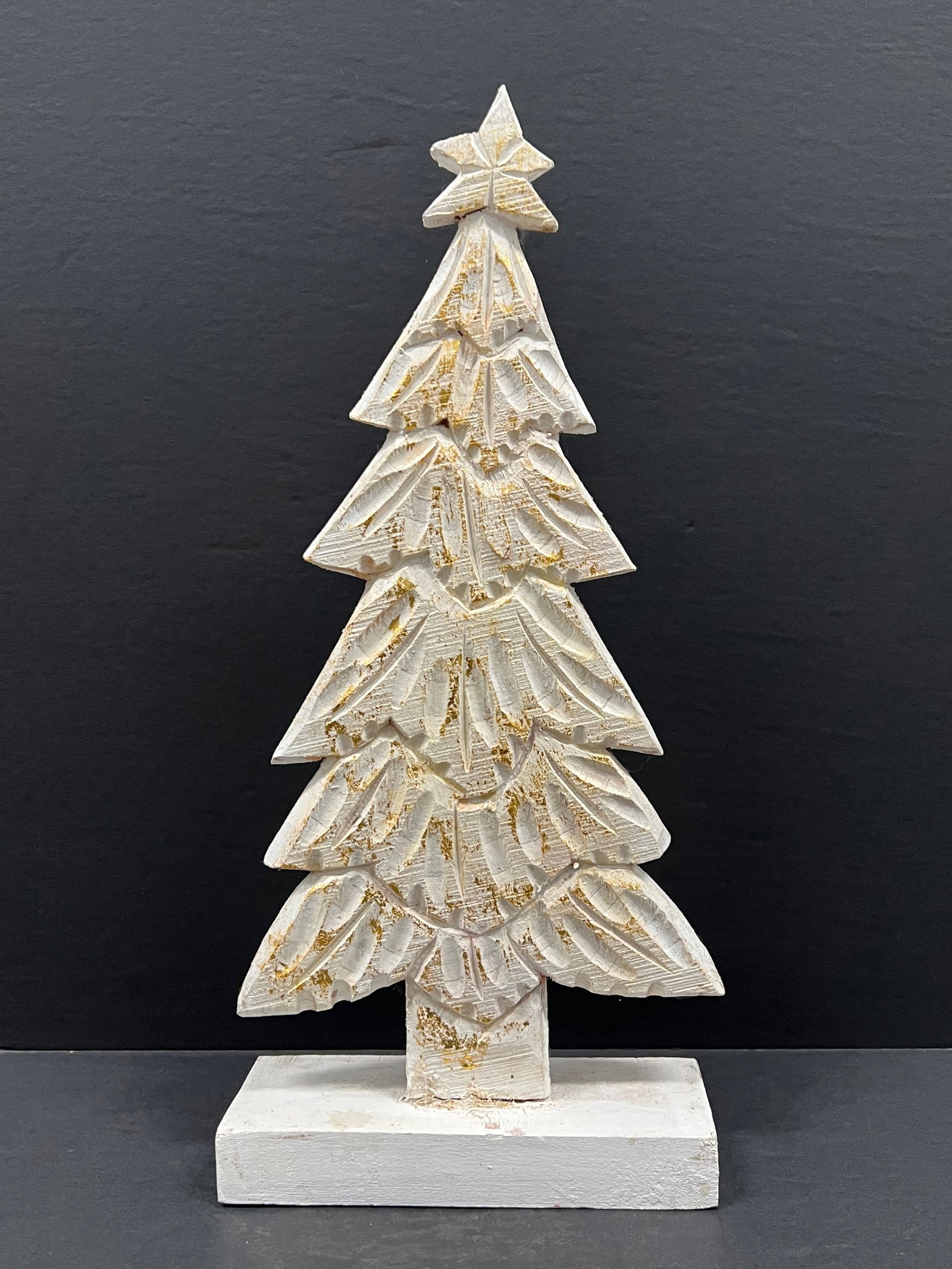 Folk Art Carved Wood Christmas Tree Sculpture (1 of 5)