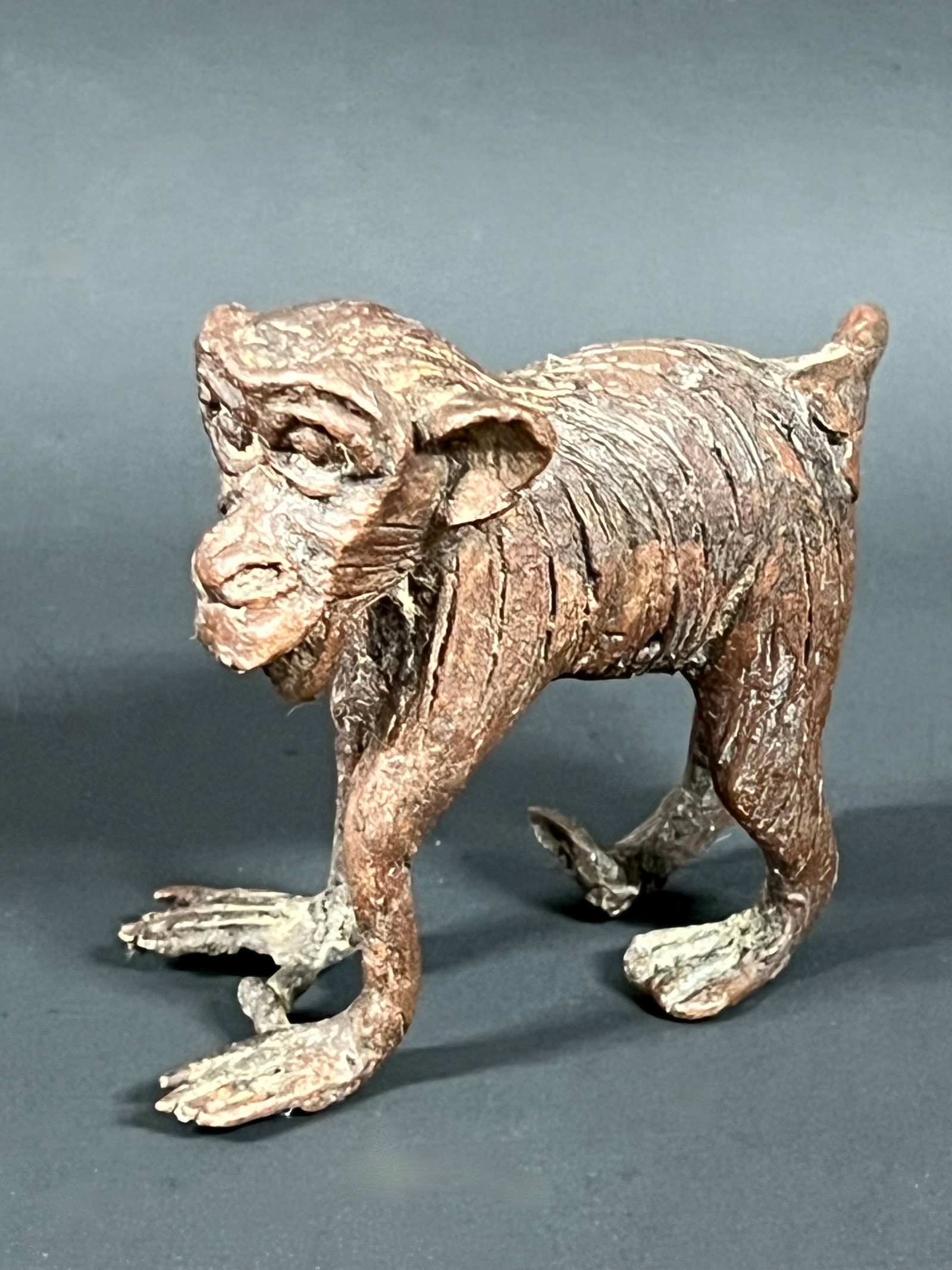 Bronze Monkey Sculpture: African Tribal Art Bronze Monkey Sculpture. The dimension is 3 inches high x 2.5 inches depth x 3.5 inches wide. Please be aware that some of the items are vintage, secondhand, old ages, antiques and