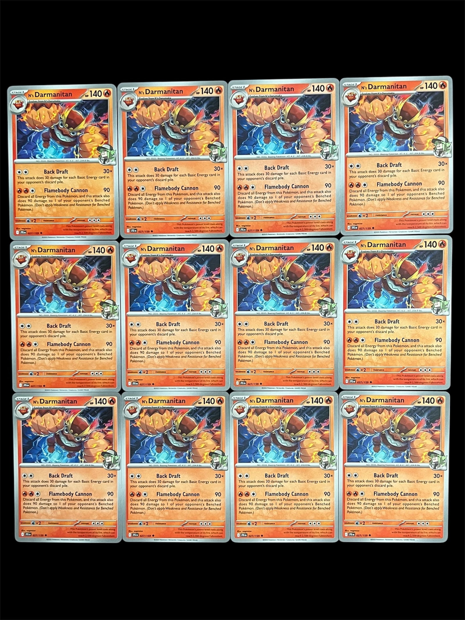 Pokemon Trading Card Set of 12 N's DARMANITAN: Pokemon Trading Card Set of 12 N's DARMARITAN. The dimension is 3.5 inches high x 2.5 inches wide. Please be aware that some of the items are vintage, secondhand, old ages, antiques and may have a def