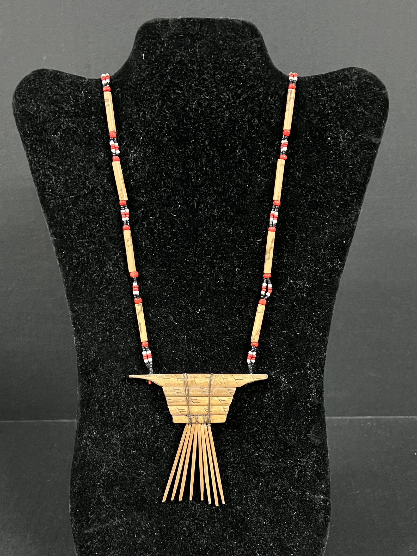 Philippine Tribal Art T'boli Ethnic Bamboo and Bells Necklace: Philippine Tribal Art T'boli Ethnic Bamboo and Bells Necklace. The dimension is 17 inches round. Please be aware that some of the items are vintage, secondhand, old ages, antiques and may have a