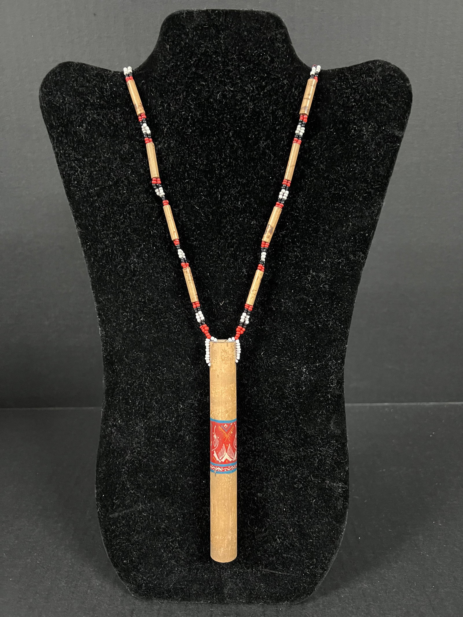 Philippine Tribal Art T'boli Ethnic Bamboo and Bells Necklace: Philippine Tribal Art T'boli Ethnic Bamboo and Bells Necklace. The dimension is 17 inches round. Please be aware that some of the items are vintage, secondhand, old ages, antiques and may have a