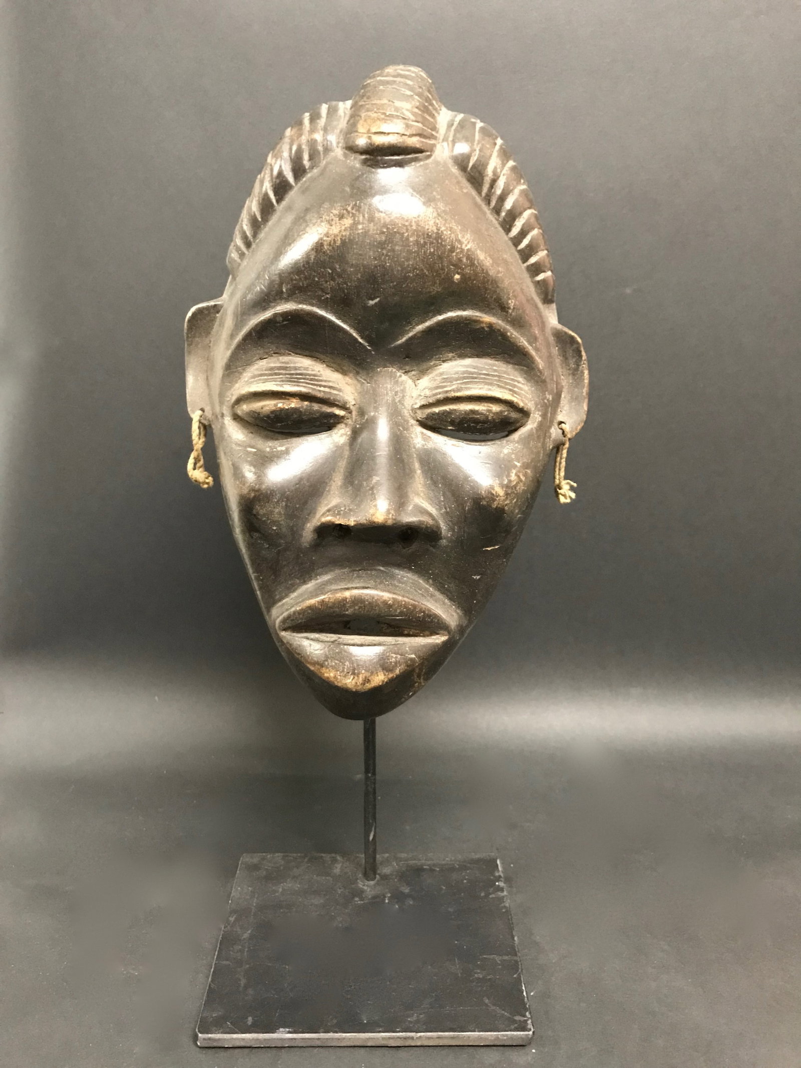 Carved Wood Dan Guere Mask with Display Stand (1 of 6)