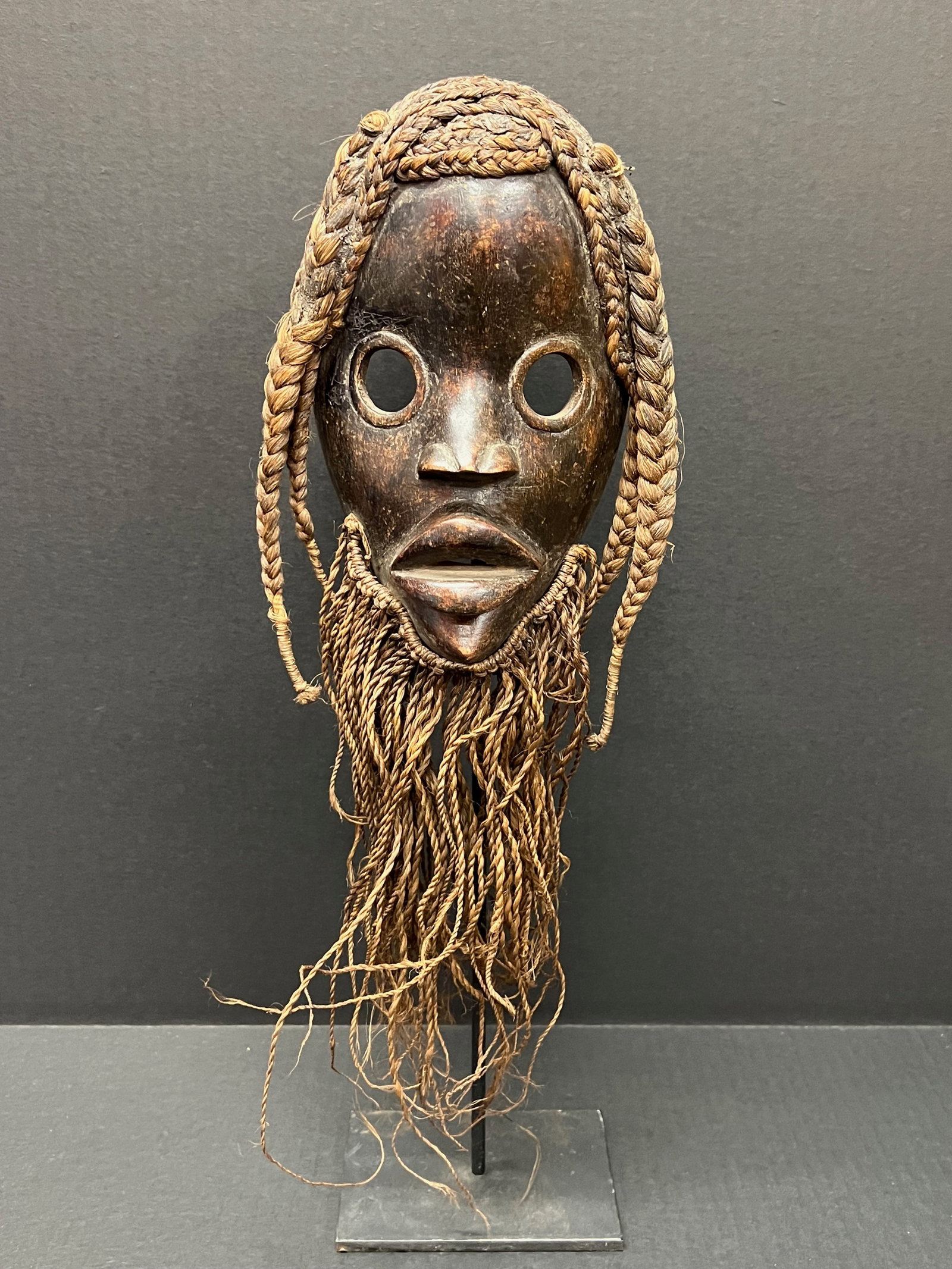 Carved Wood Dan Mask with Display Stand (1 of 8)