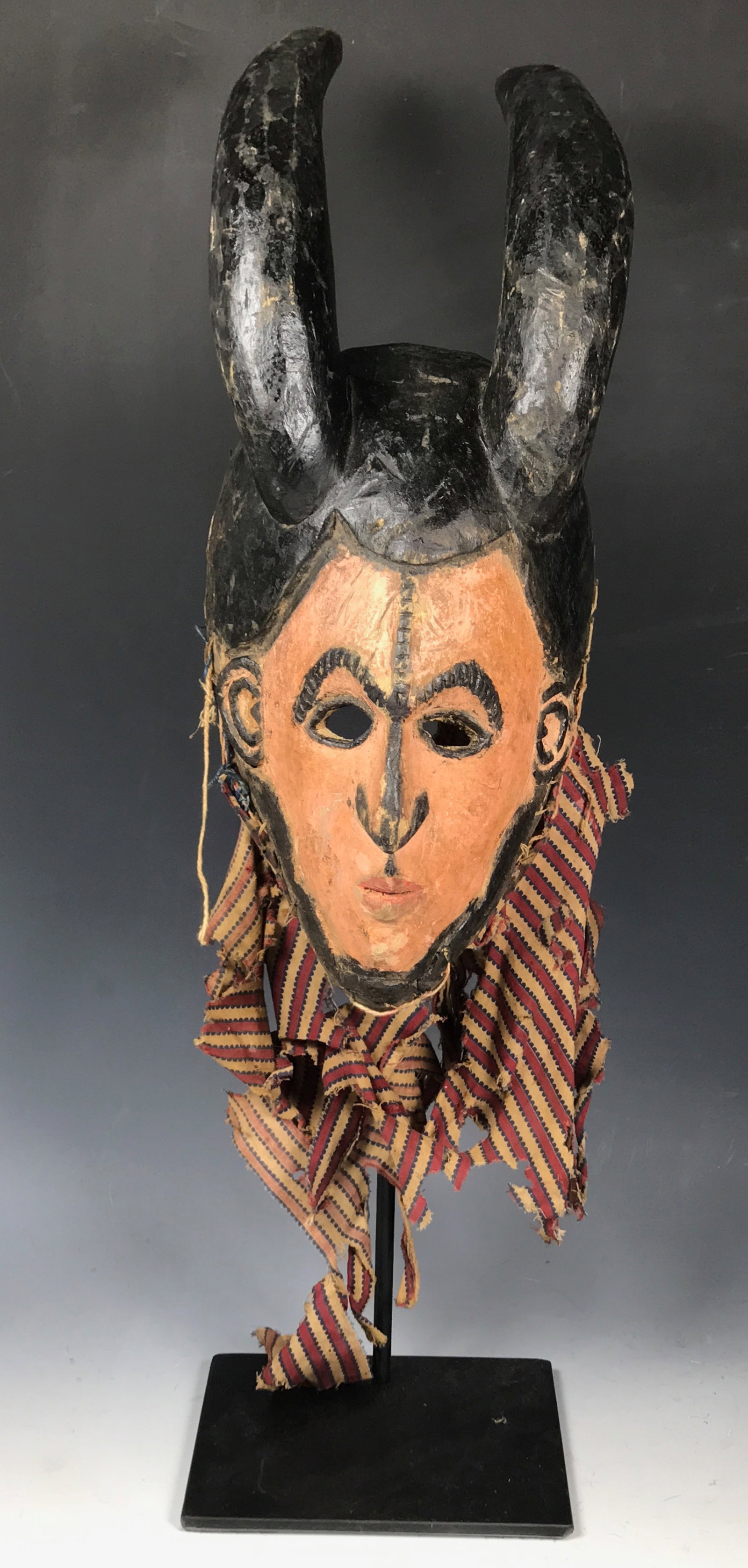 Carved Wood Ibo Mask with Display Stand (1 of 6)
