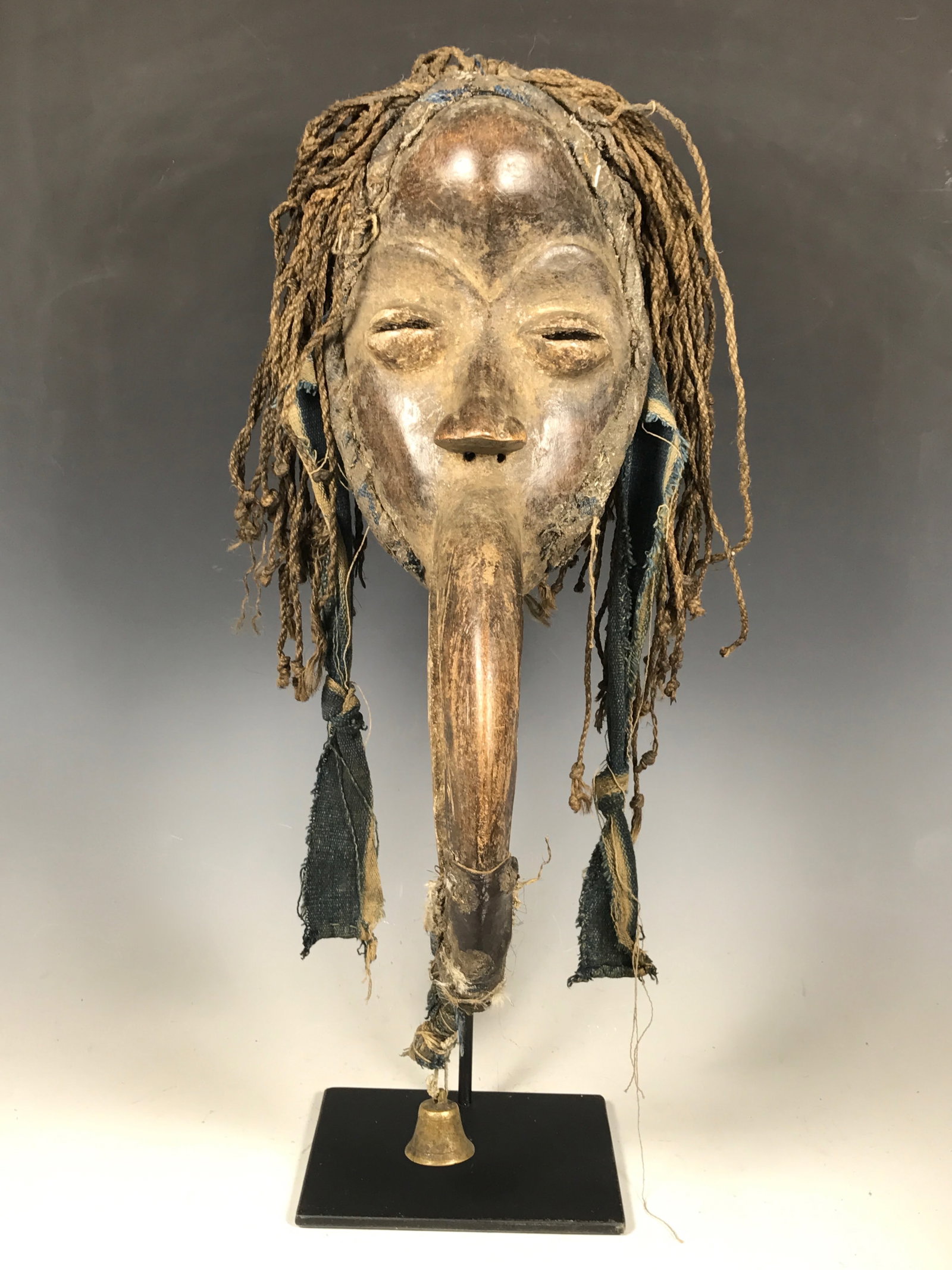 Carved Wood Dan Beak Mask with Display Stand (1 of 8)