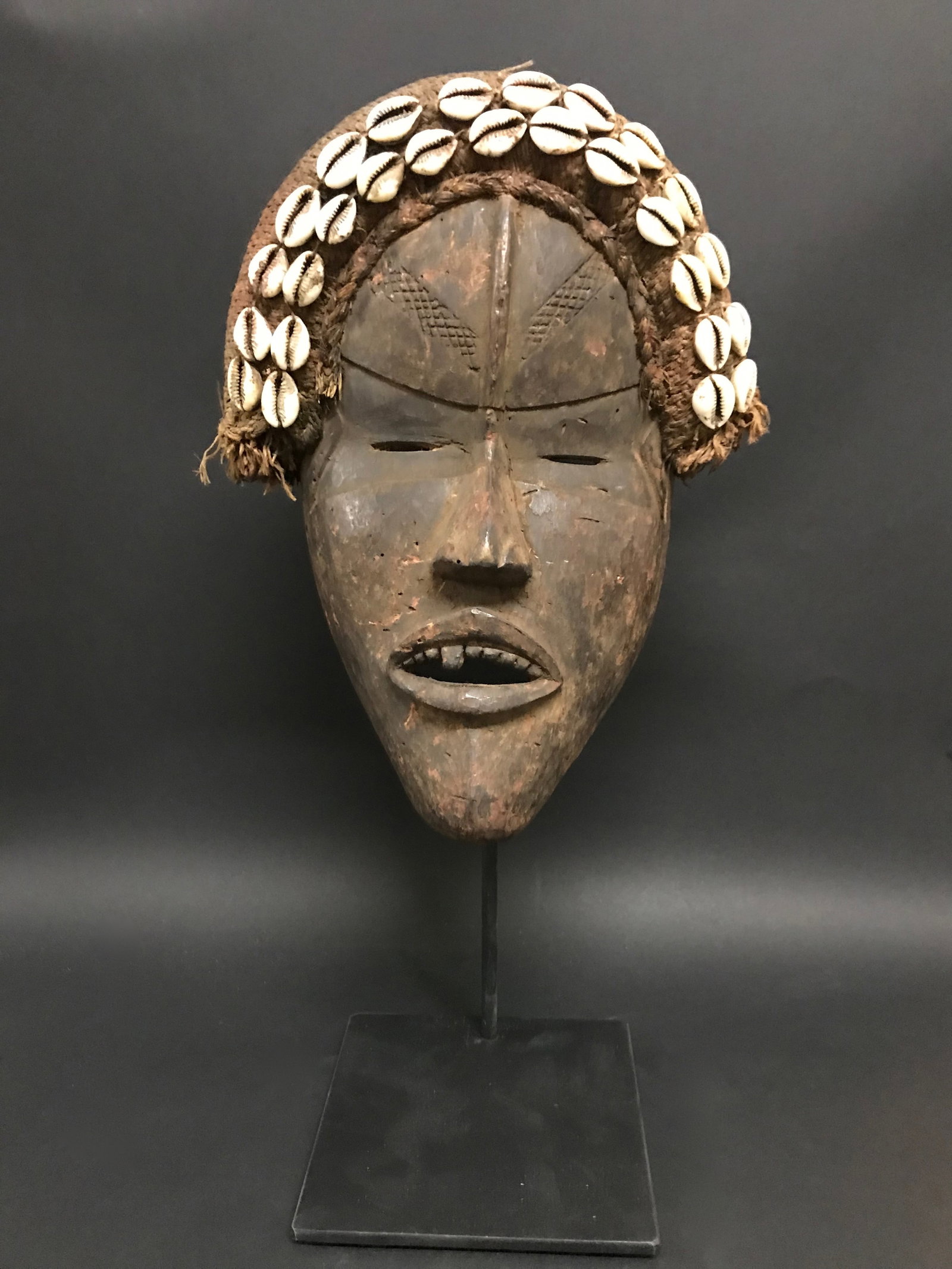 Carved Wood Dan Mask with Display Stand (1 of 7)