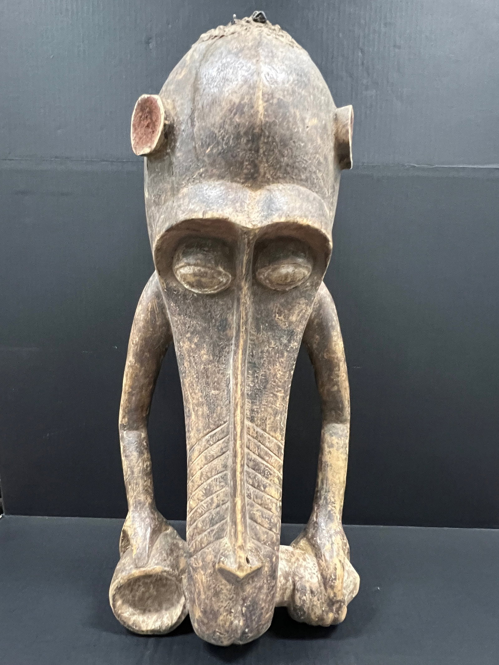 Carved Wood Very Large Senufo Mask: African Tribal Art Carved Wood Very Large Senufo Mask. The dimension is 28 inches high x 12 inches wide. Please be aware that some of the items are vintage, secondhand, old ages, antiques and may