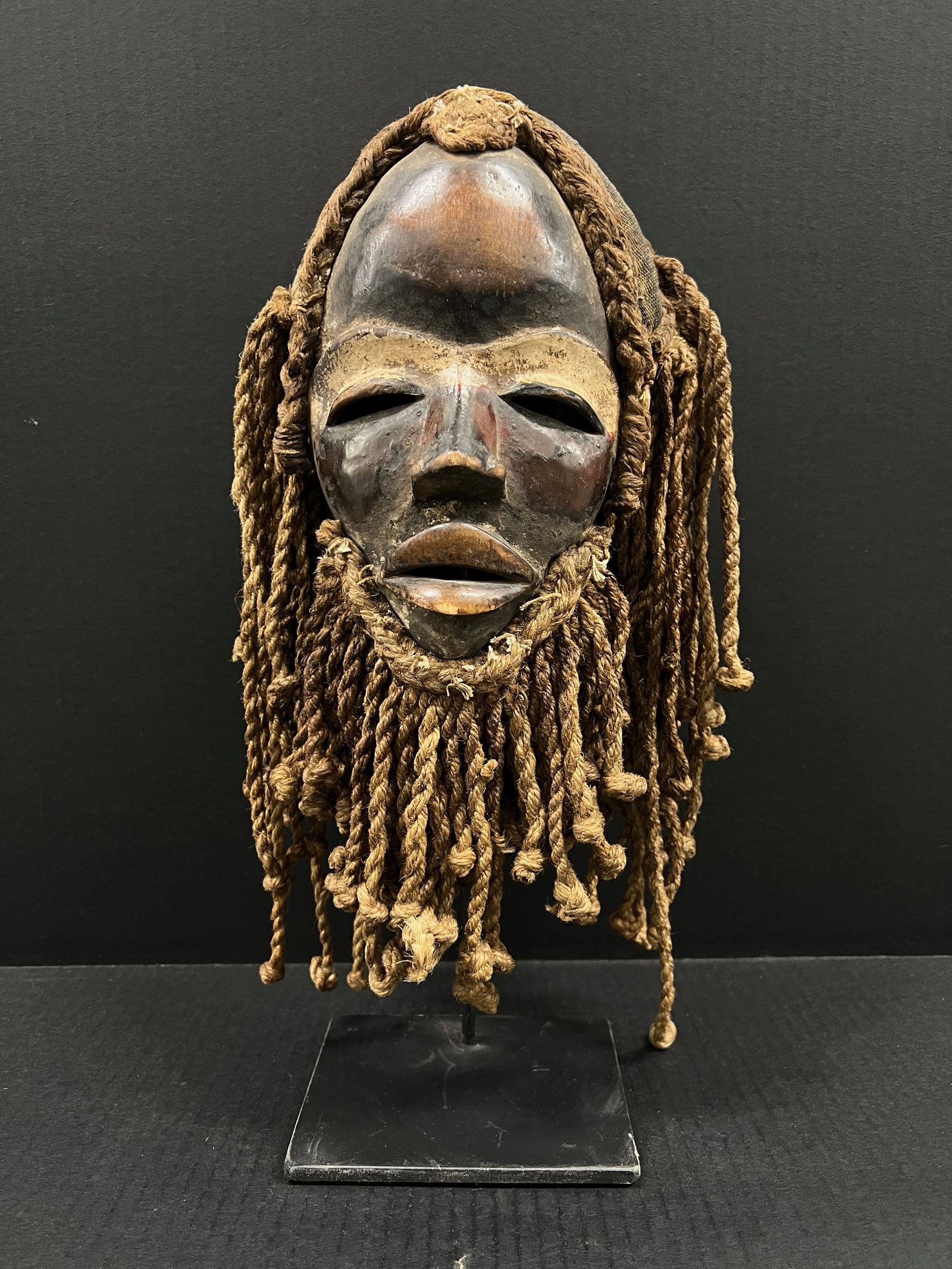 Carved Wood Dan Mask with Display Stand (1 of 8)