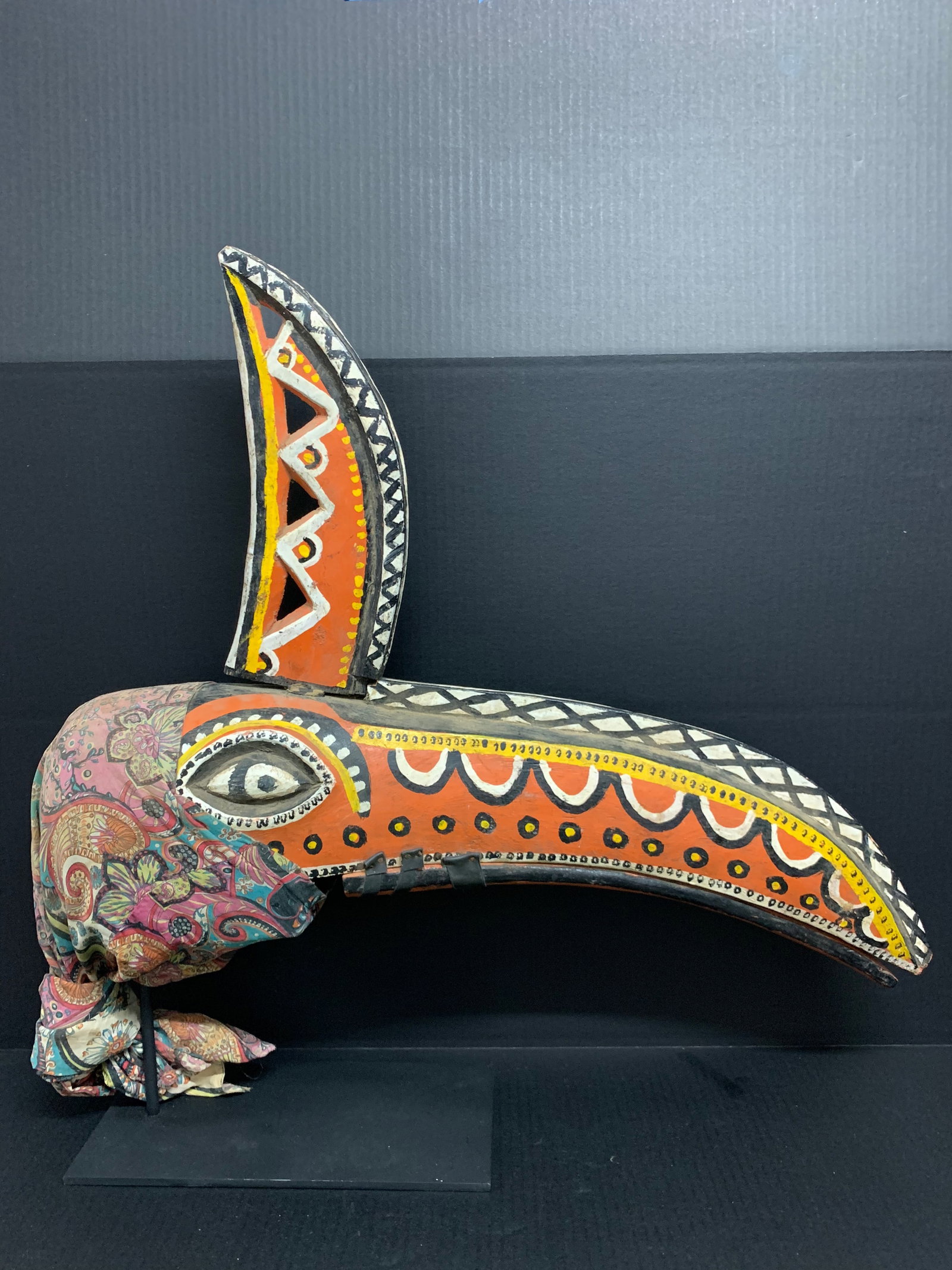 Carved Wood Bamana Bozo Antelope Puppet Mask with Display Stand (1 of 11)