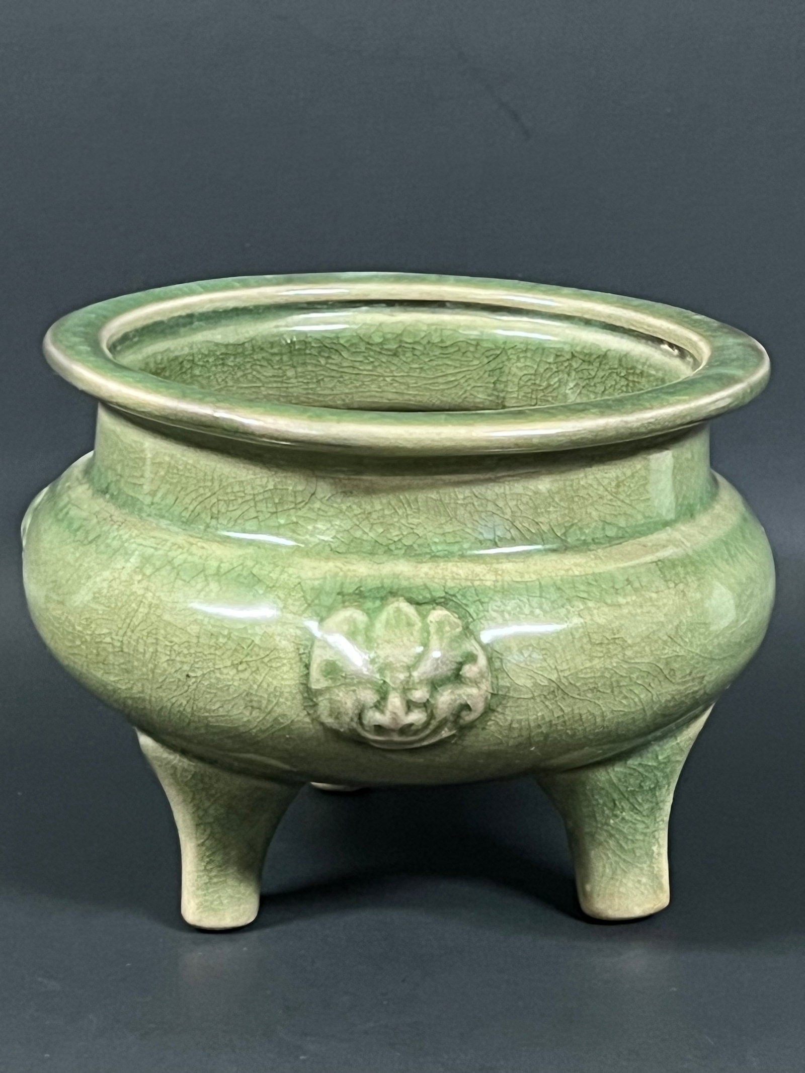 Chinese Art Celadon Porcelain Tripod Incense Burner (1 of 10)