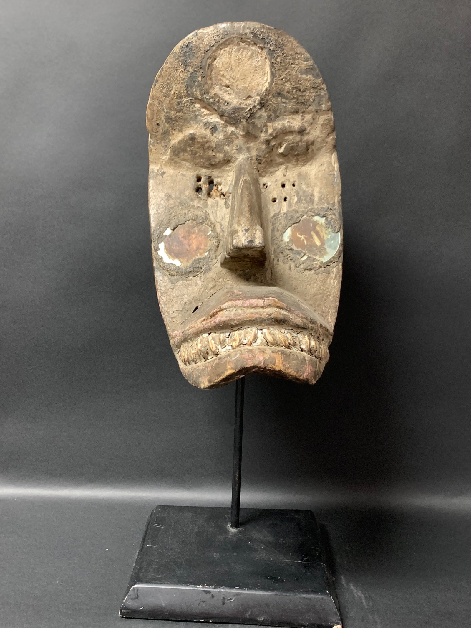 Carved Wood Dan Mask with Display Stand (1 of 8)