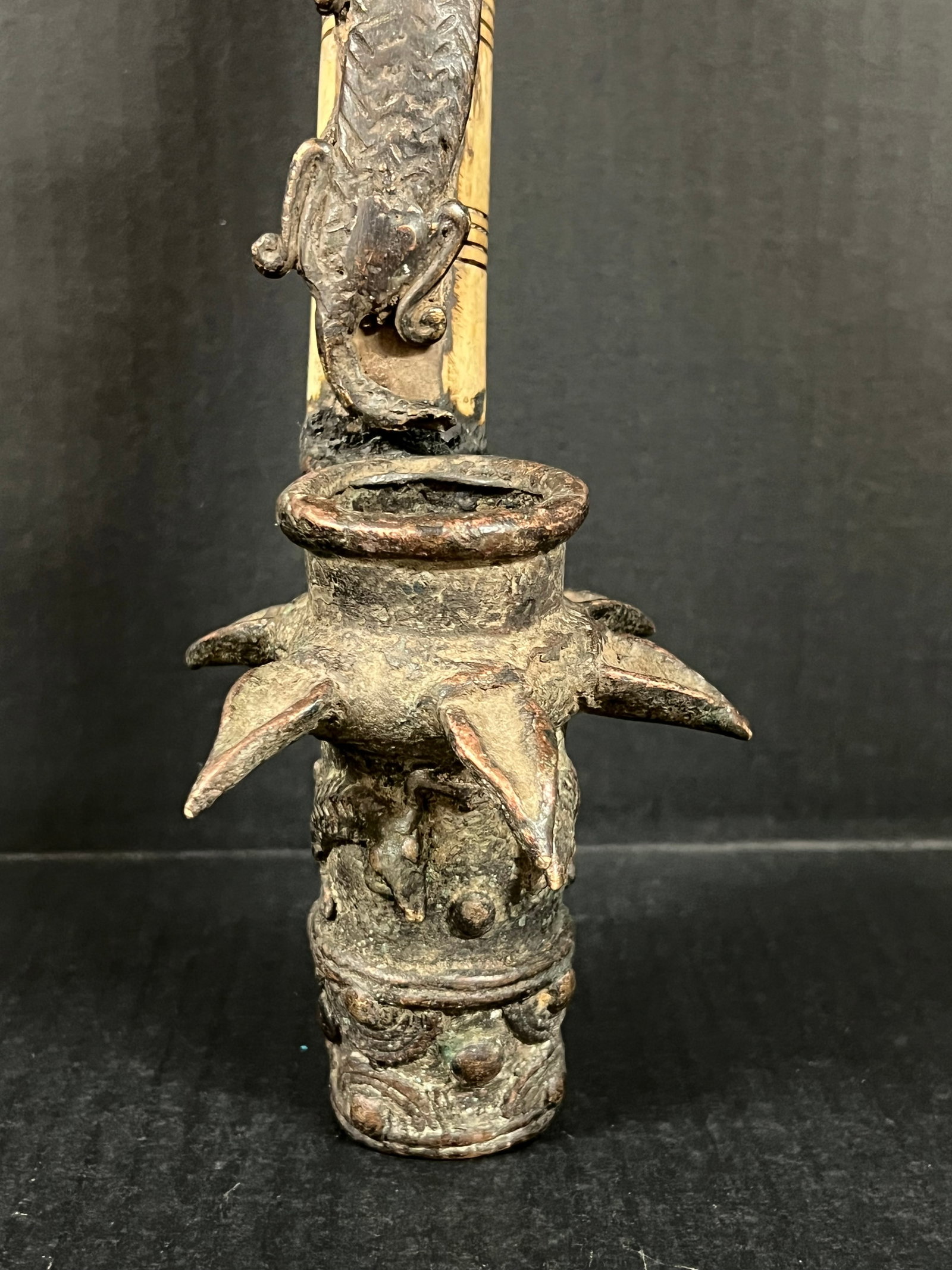 Chokwe Bronze and Bone Pipe - 2