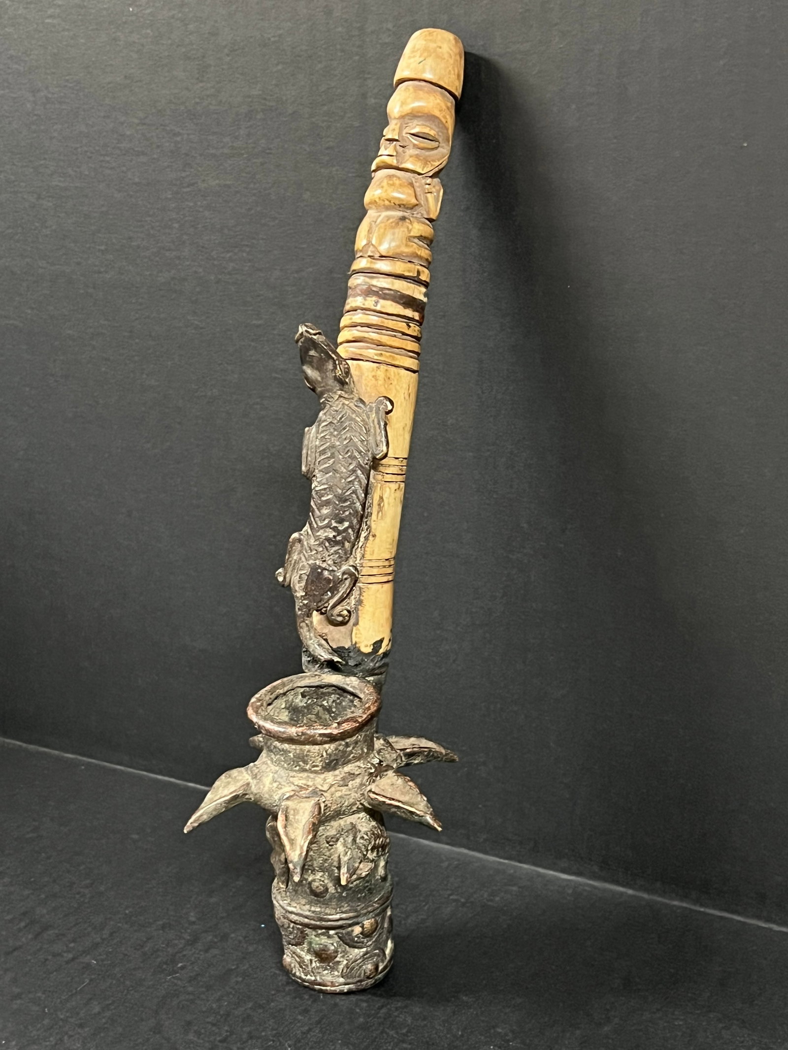 Chokwe Bronze and Bone Pipe - 6