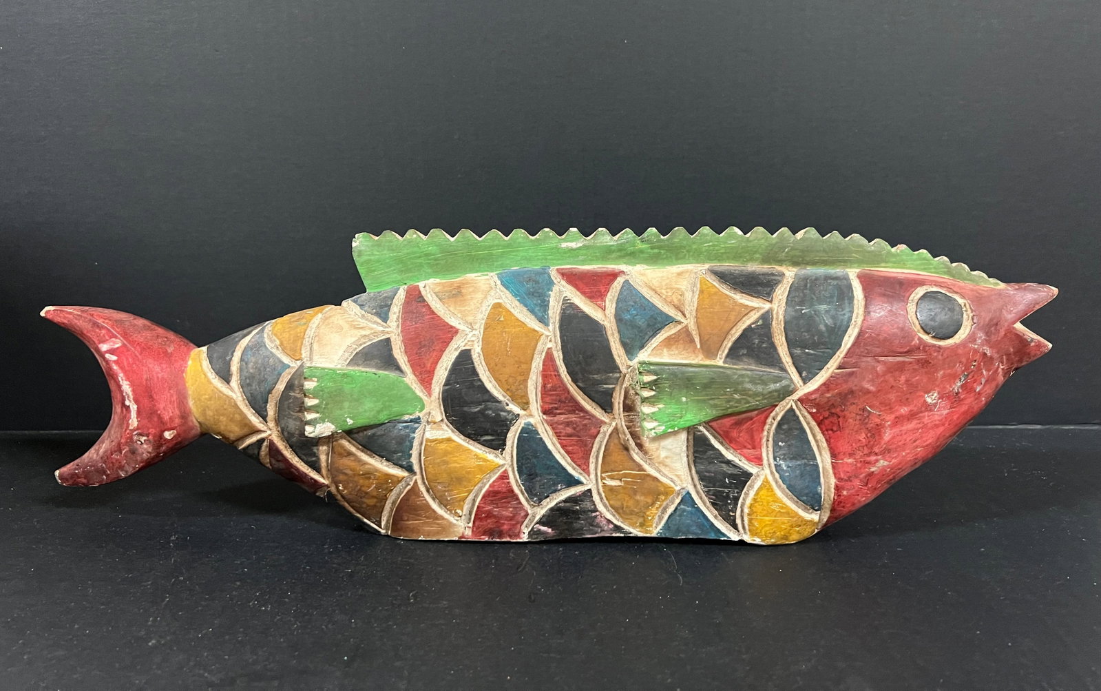 Bozo Puppet Fish: African Tribal Art Bozo Puppet Fish. The dimension is 6.25 inches high x 19.5 inches long. Please be aware that some of the items are vintage, secondhand, old ages, antiques and may have a defects or 