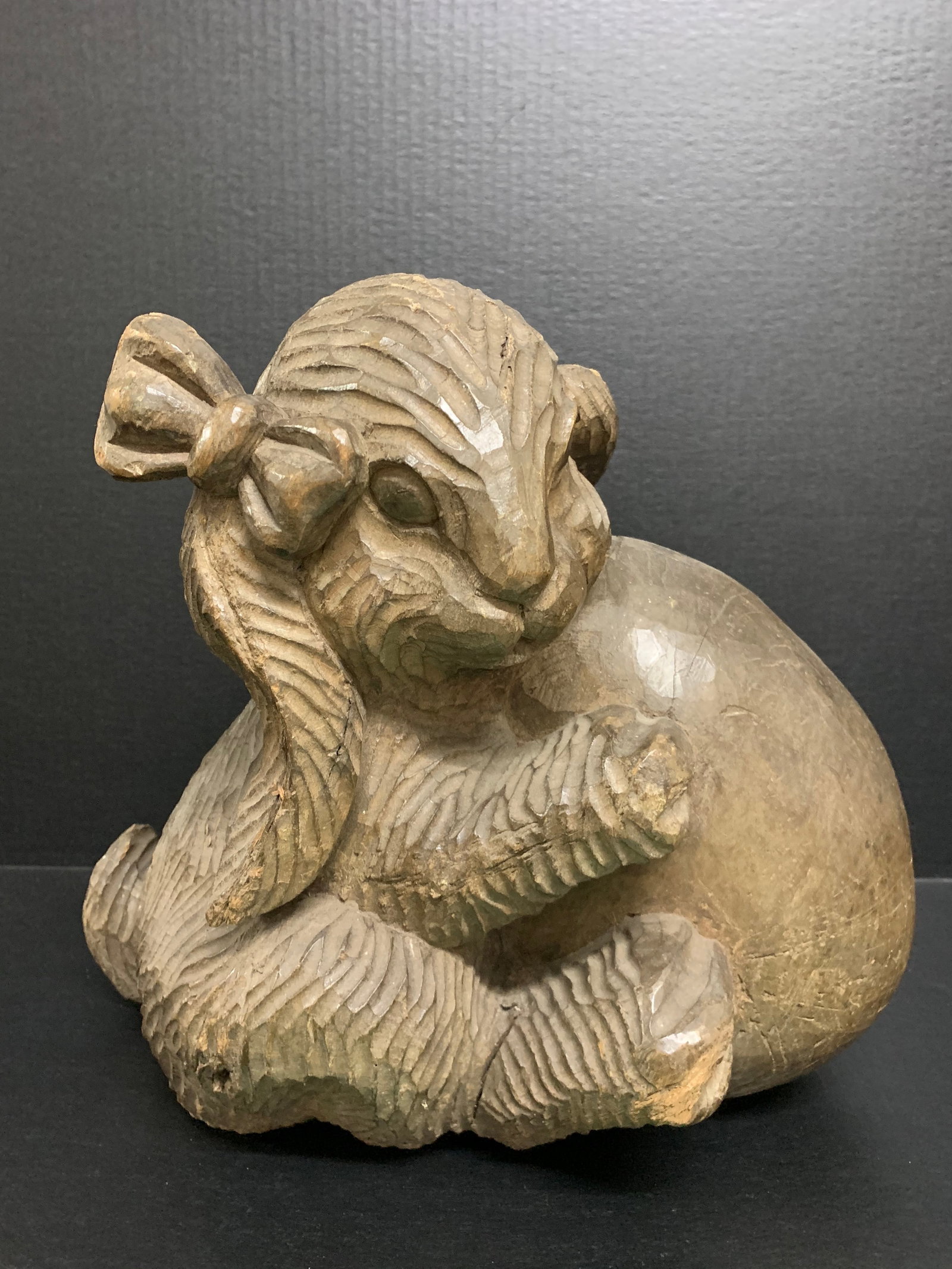 Hand Carved Wooden Large Rabbit Holding Egg Sculpture (1 of 9)