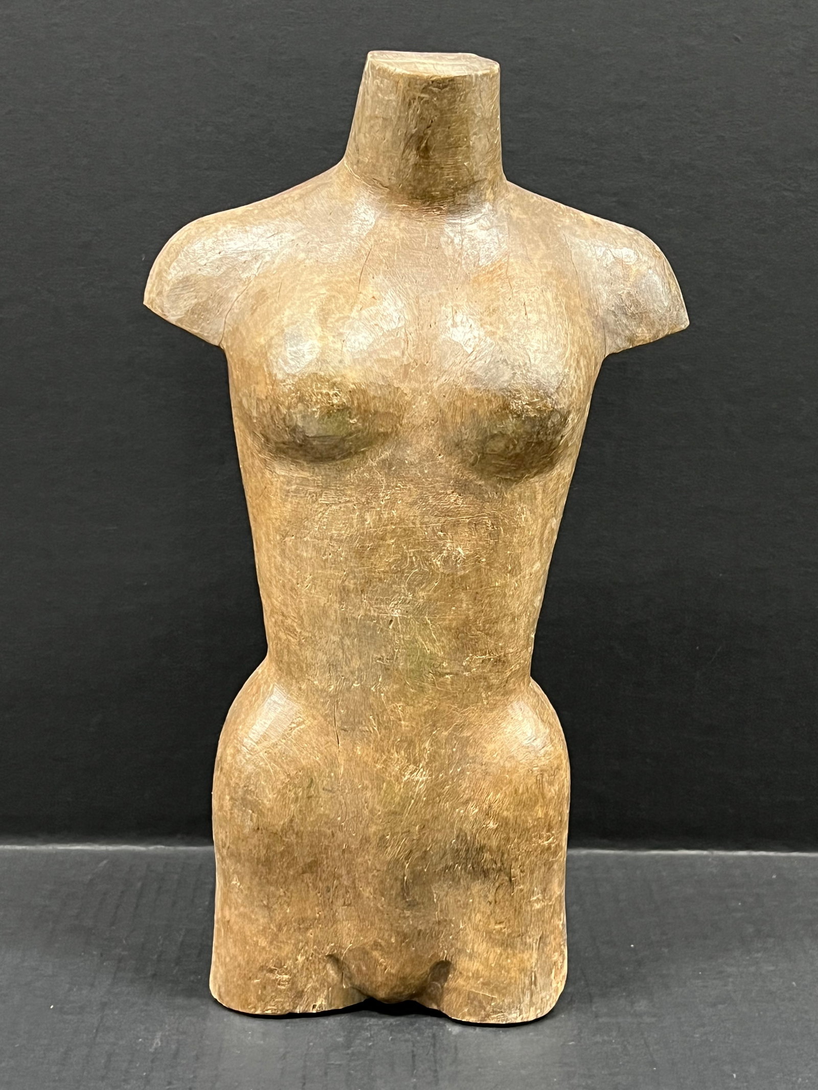 Hand Carved Wooden Large Female Torso Sculpture: Folk Art Hand Carved Wooden Large Female Torso Sculpture. The dimension is 14.75 inches high x 8.5 inches wide. Please be aware that some of the items are vintage, secondhand, old ages, antiques and m