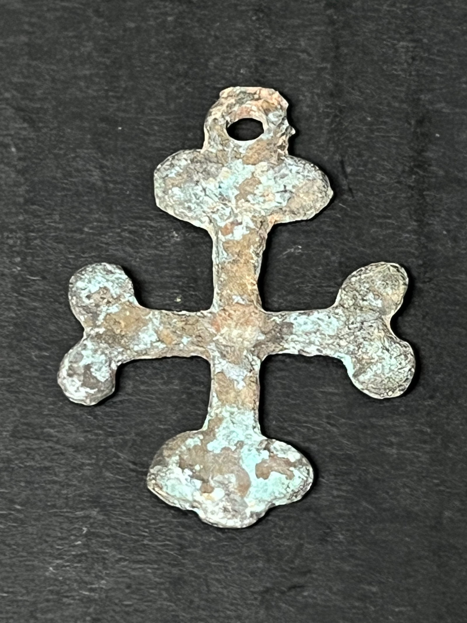 Vintage Metal Cross Amulet: Vintage Metal Cross Amulet. The dimension is 1.5 inches high x 2 inches wide. Please be aware that some of the items are vintage, secondhand, old ages, antiques and may have a defects or sign of