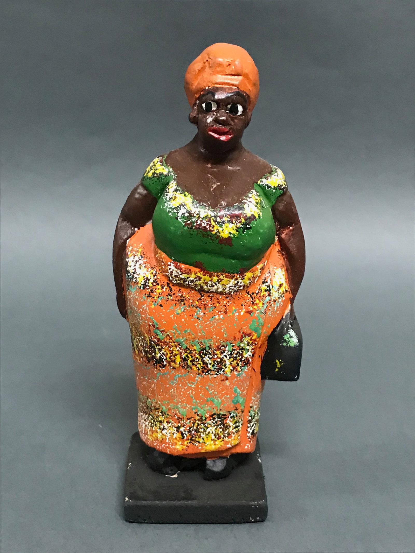 Colonial Statue: African Tribal Art Colonial Statue. The dimension is 6.5 inches high x 2.75 inches wide. Please be aware that some of the items are vintage, secondhand, old ages, antiques and may have a defects or