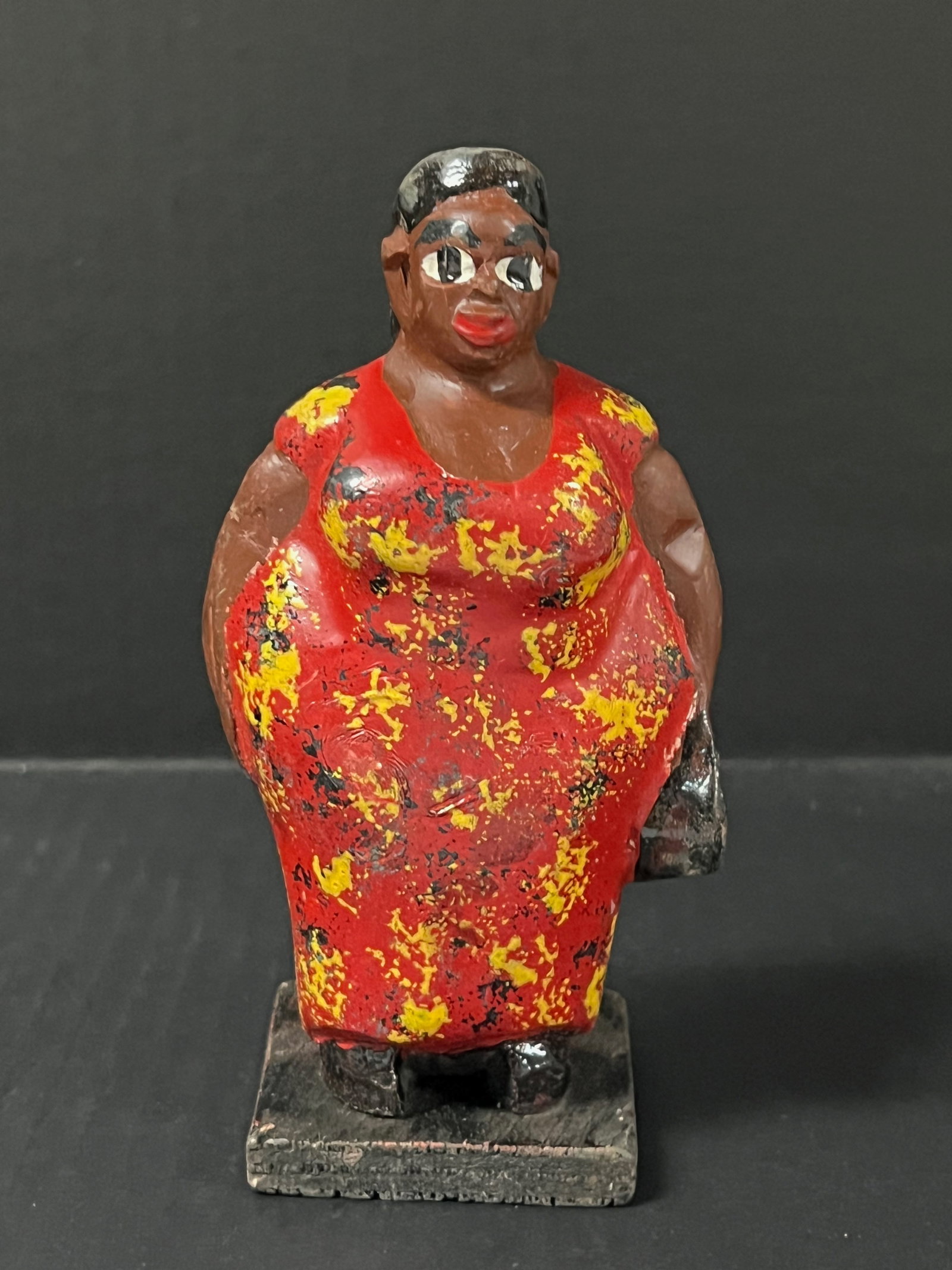 Colonial Statue: African Tribal Art Colonial Statue. The dimension is 5.5 inches high x 2.75 inches wide. Please be aware that some of the items are vintage, secondhand, old ages, antiques and may have a defects or si