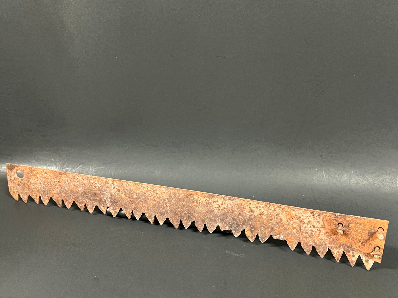 Vintage Farm Tools Saw Blade: Vintage Farm Tools Saw Blade. The dimension is 2.25 inches high x 19.5 inches wide. Please be aware that some of the items are vintage, secondhand, old ages, antiques and may have a defects or sign